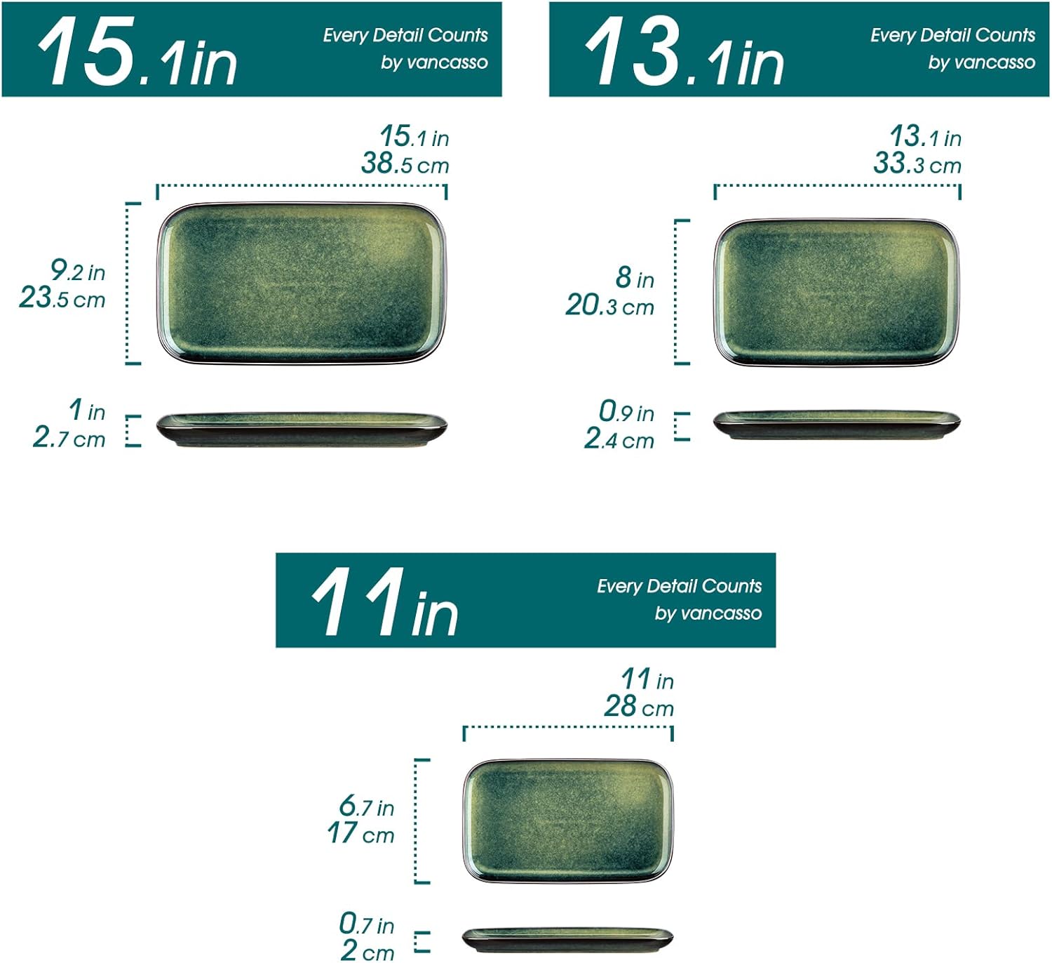 Stylish 3-Piece Rectangular Serving Platter Set