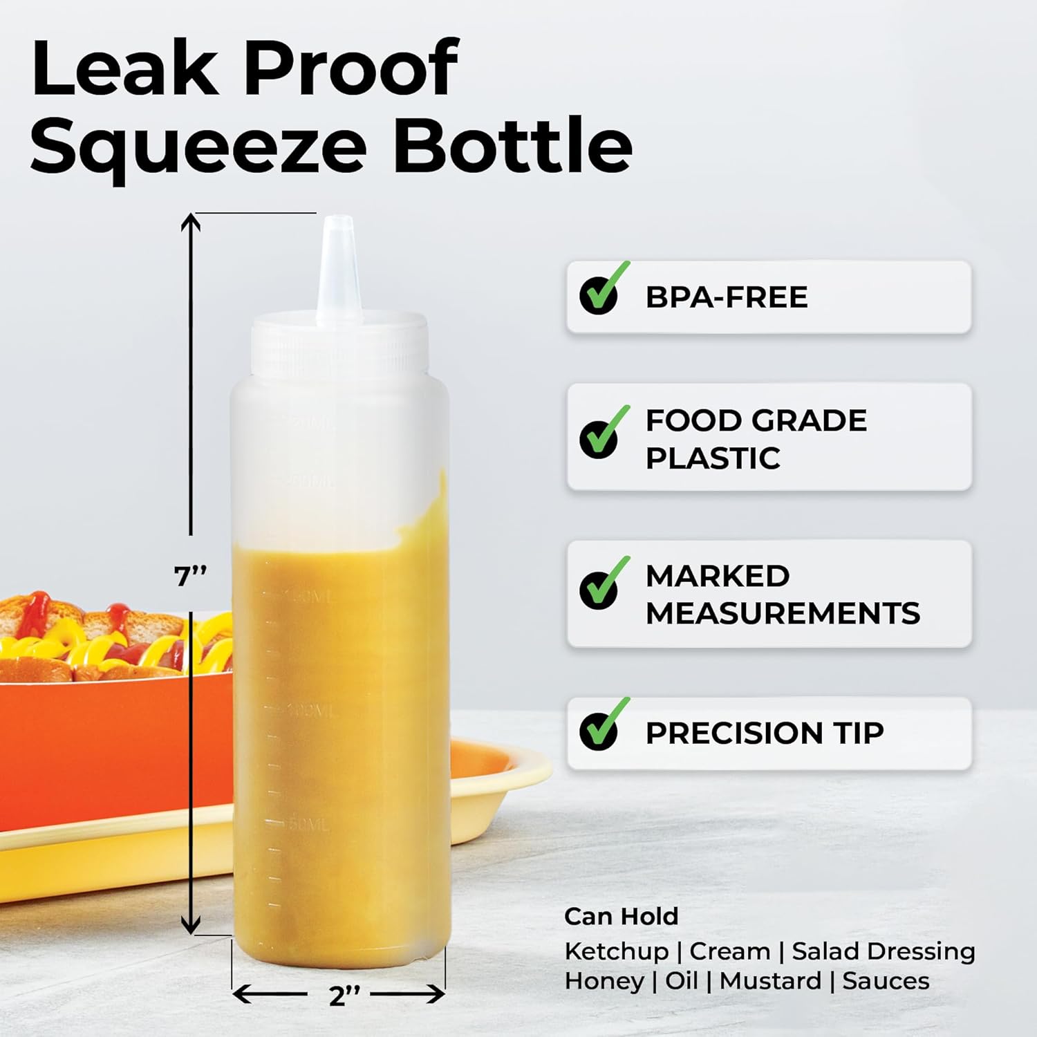 Restaurantware 8-Ounce Food Grade Condiment Squeeze Bottle Ergonomic Design