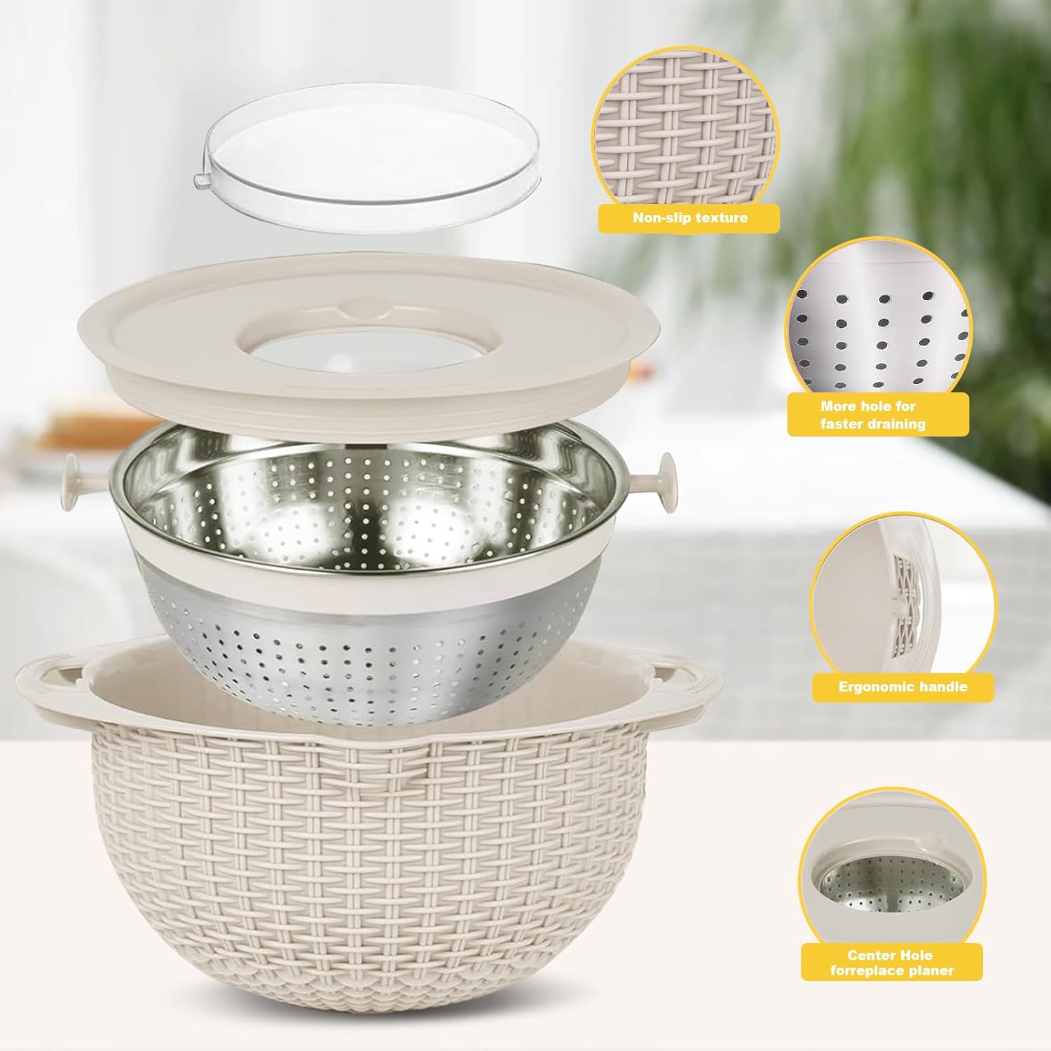 4-in-1 Stainless Steel Colander SetPerfect for Kitchen Essentials