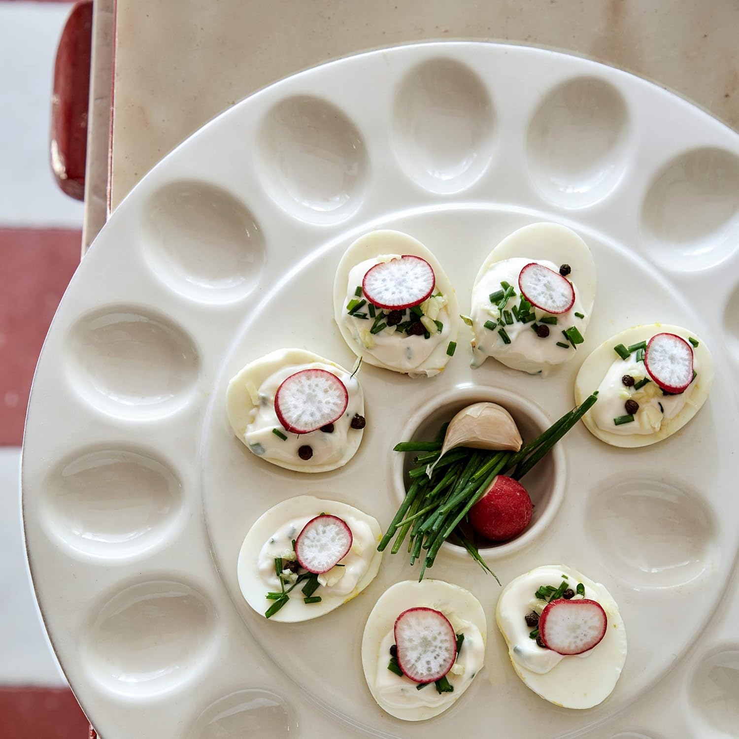 Casafina Ceramic Stoneware 13 Egg Platter - Cook Host Collection White