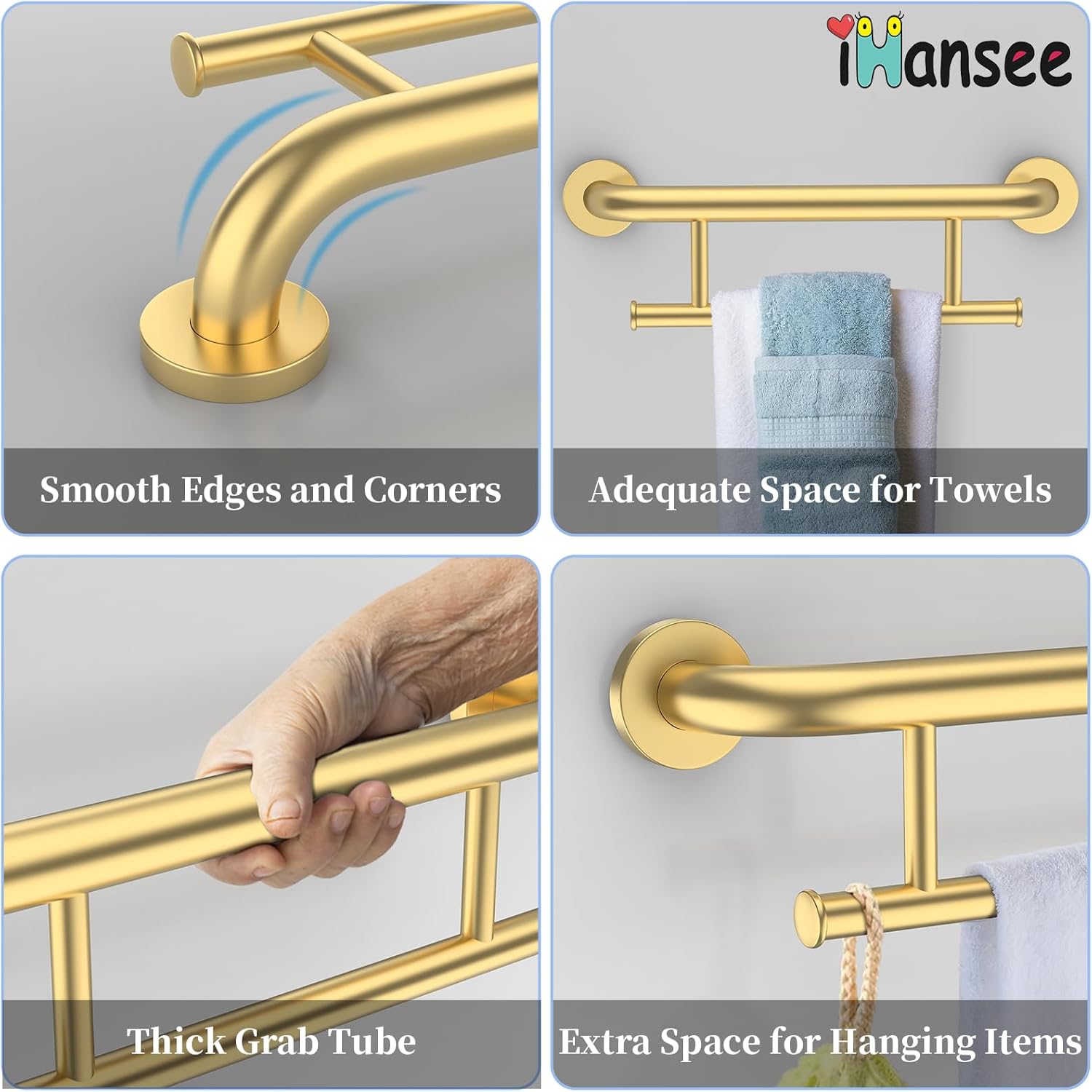 17 Inch Gold Towel Holder Grab Bar