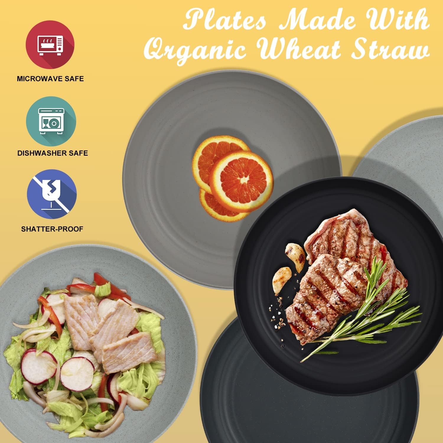 Durable and Reusable Dinner Plates for Kitchen and Camping