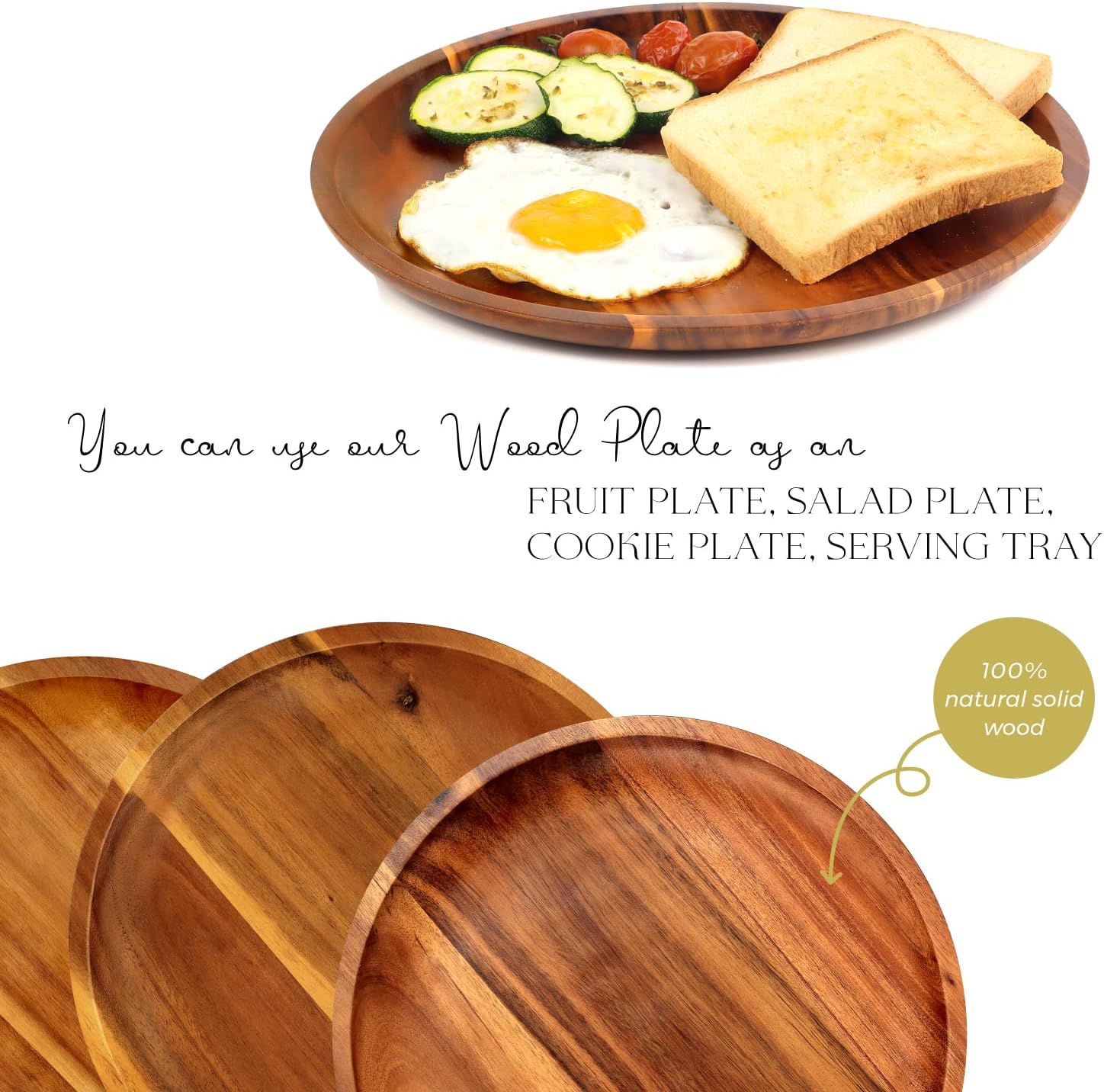 Handcrafted Acacia Wooden Plates for Dishes Entertaining