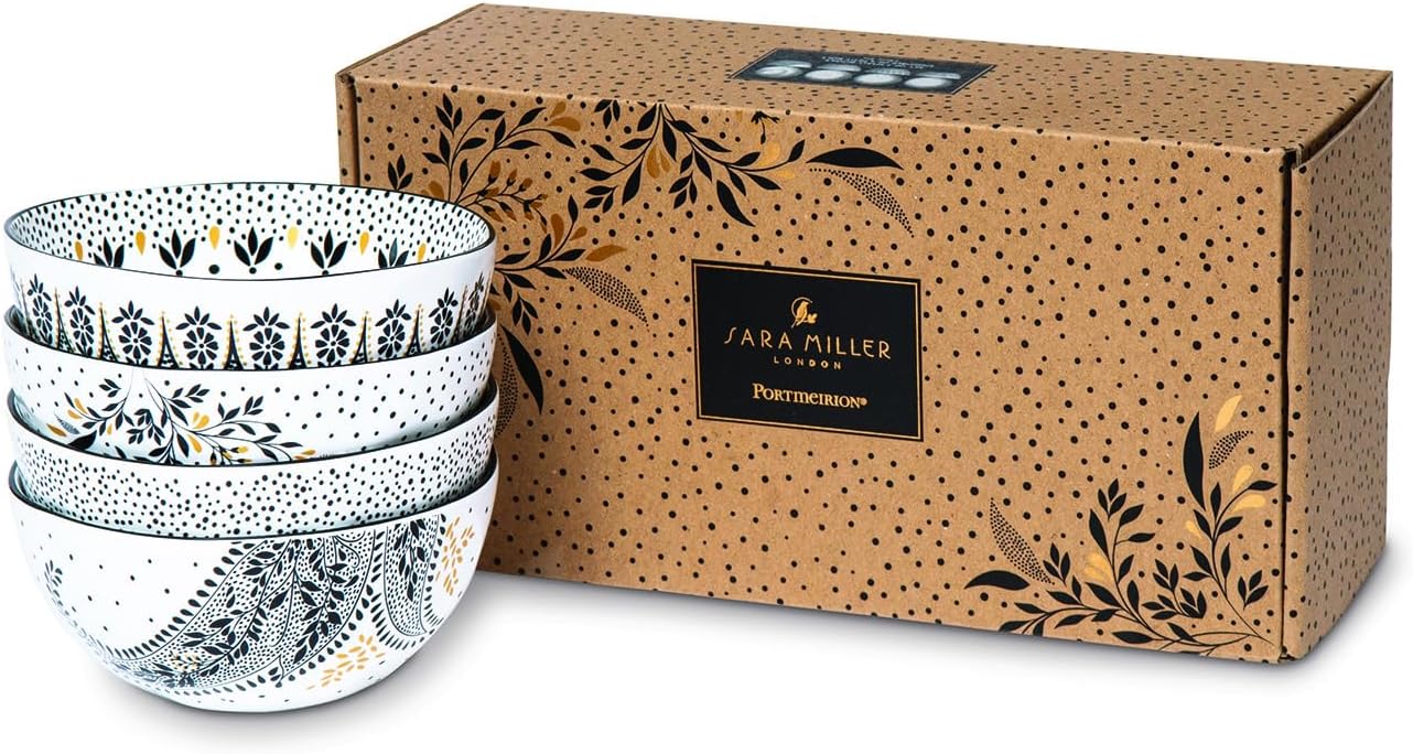 Portmeirion Sara Miller Artisanne Noir Rice Bowl Set of 4 1