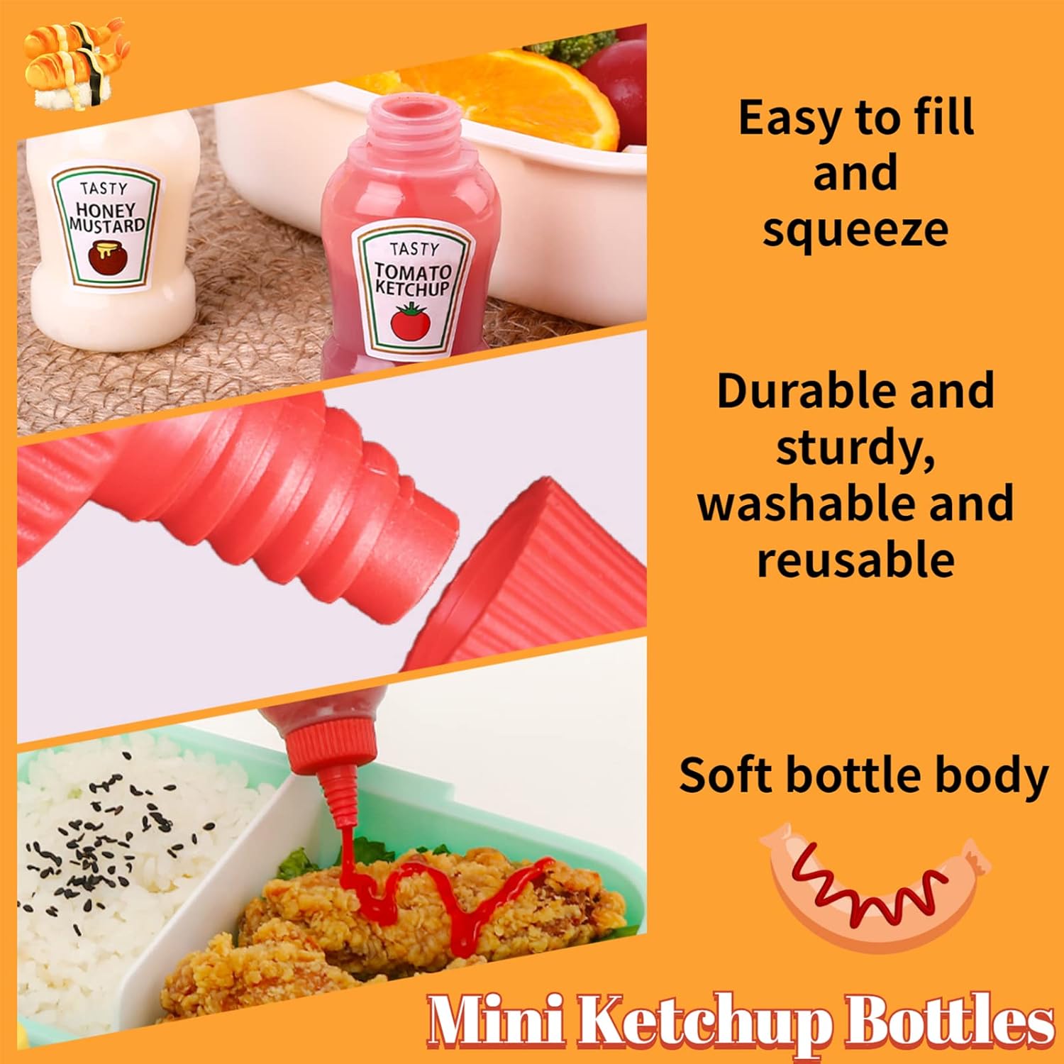 8-Piece Mini Ketchup Squeeze Bottles