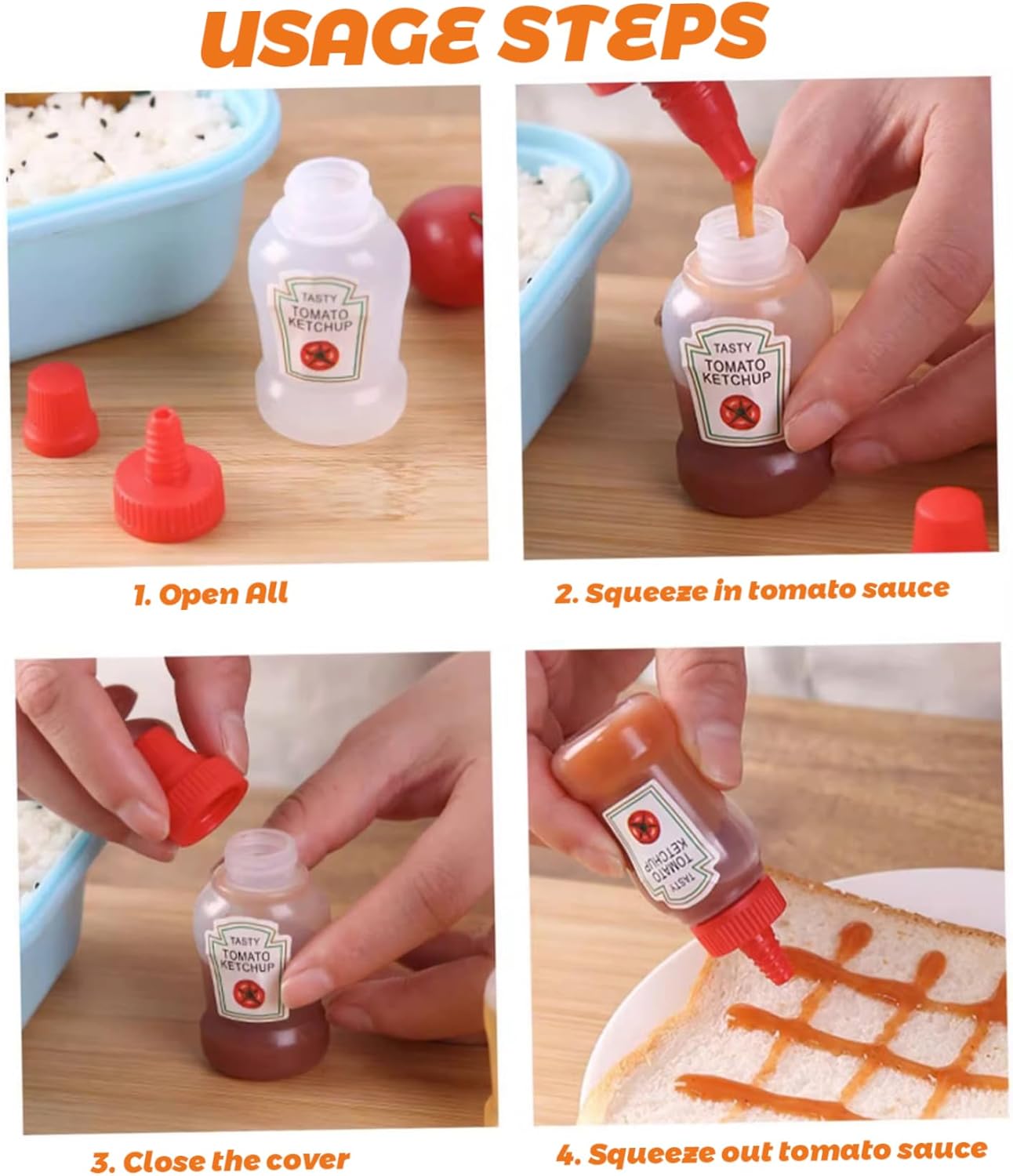 Neroyaner4-Pack Mini Ketchup Bottles