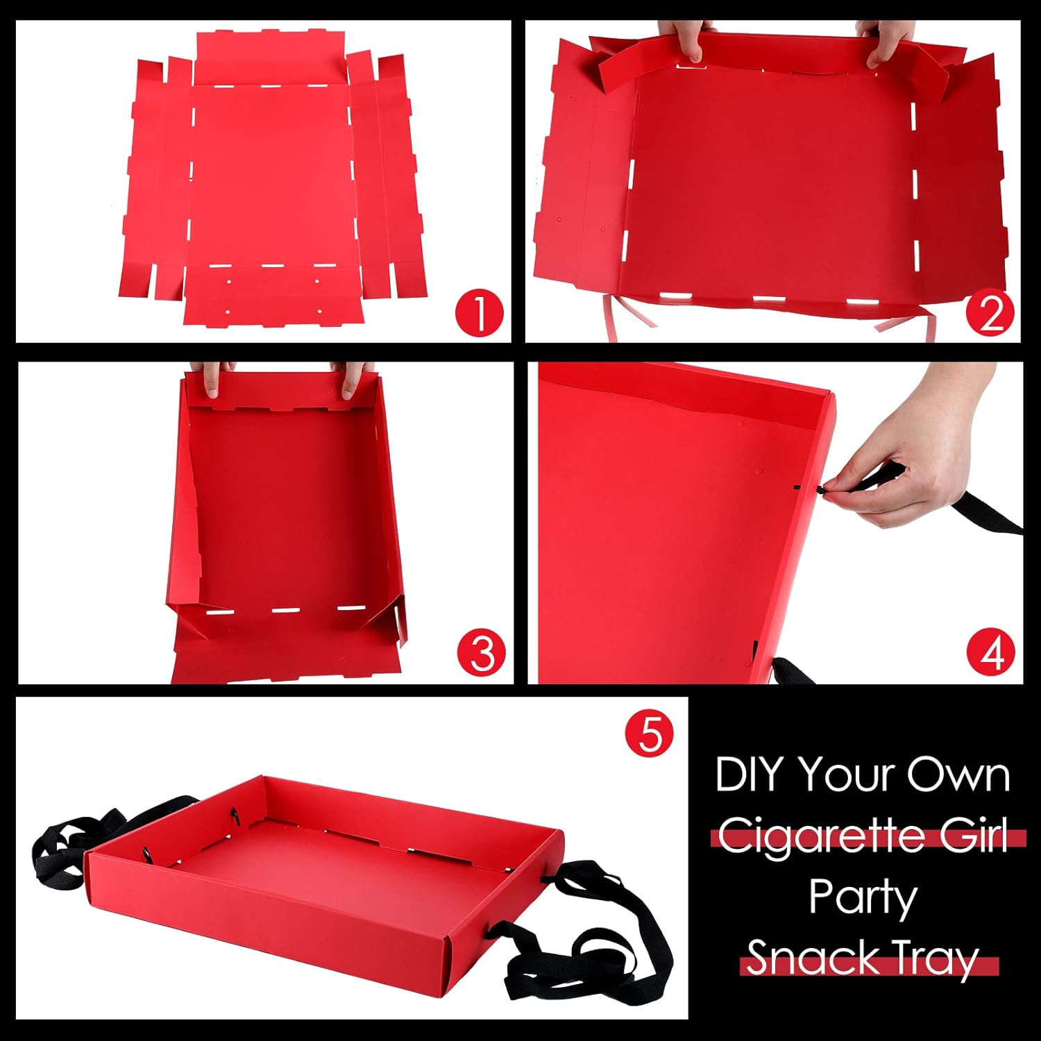 Foldable Party Tray Snack Holder 2PCS Red
