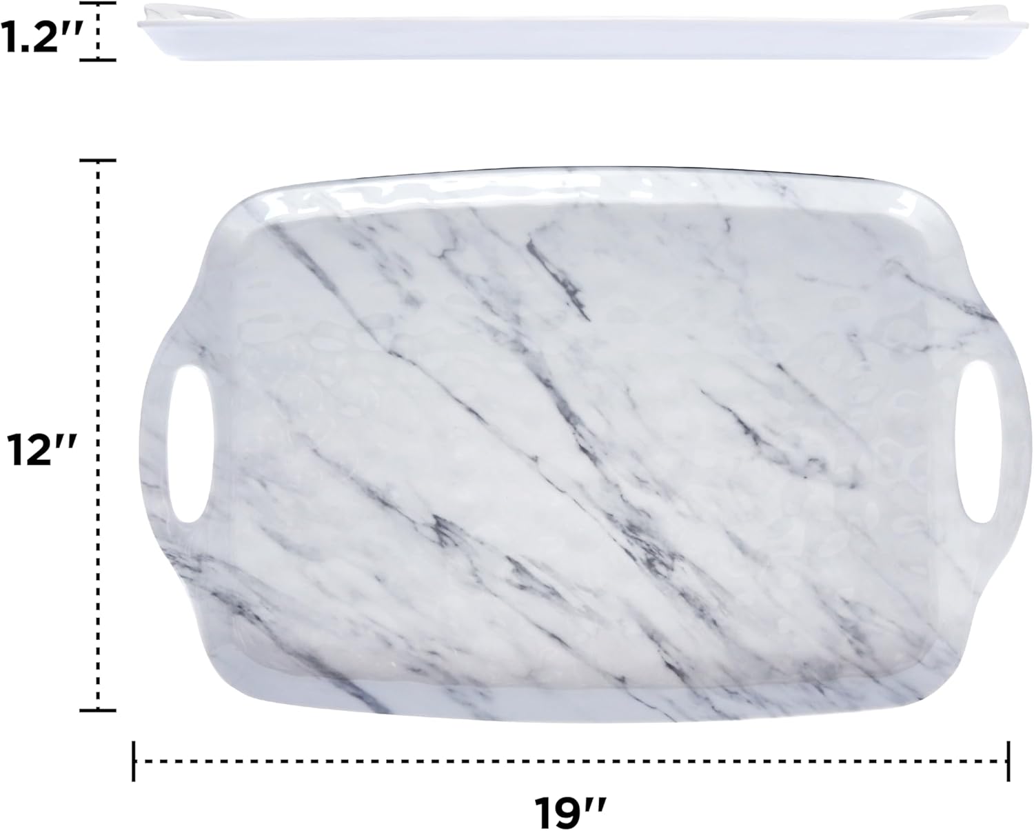 TP Melamine Serving Tray Set of 2 with Handles