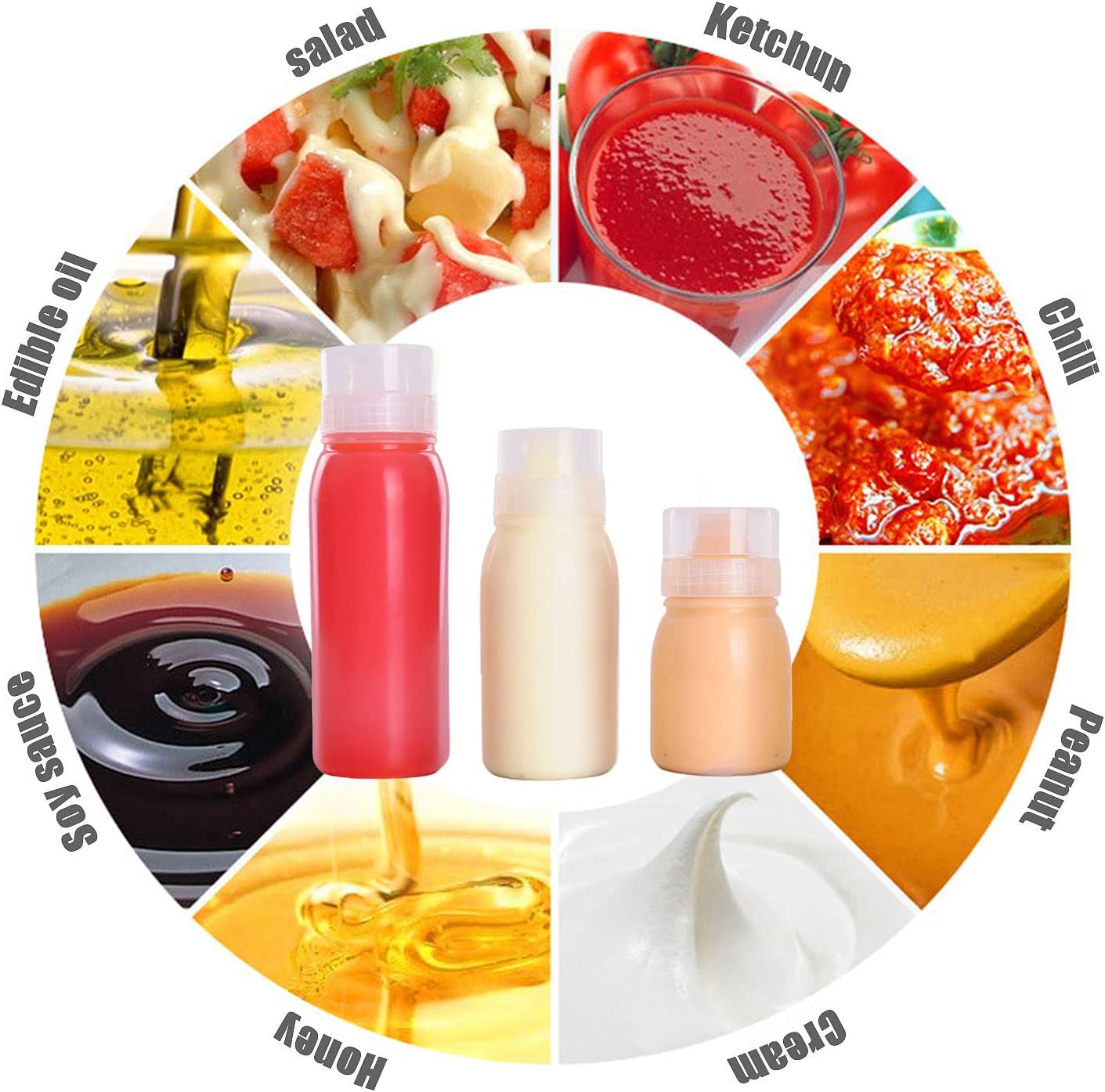 RAMFIYN 5-Nozzle Condiment Squeeze Bottles
