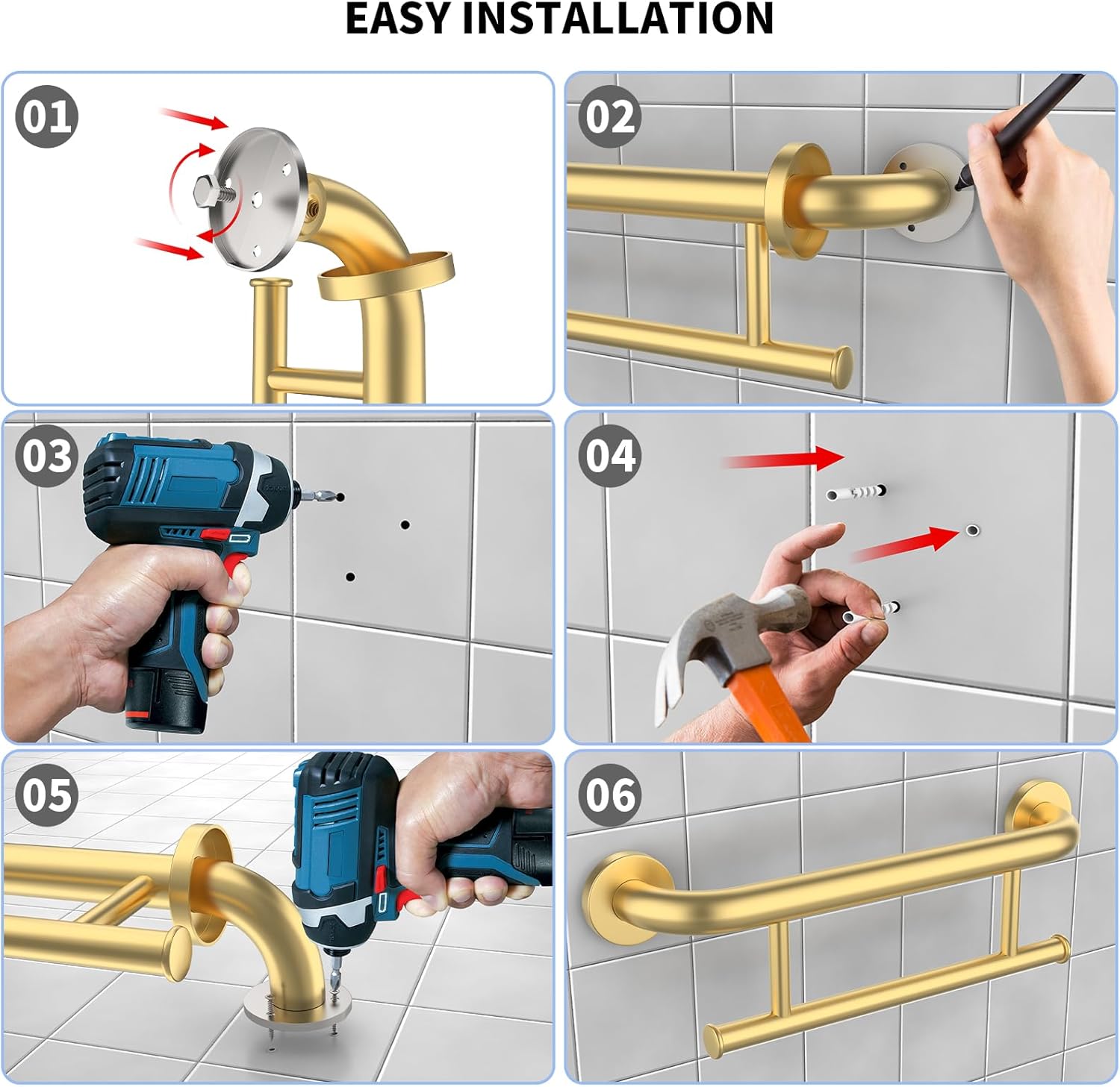 17 Inch Gold Towel Holder Grab Bar