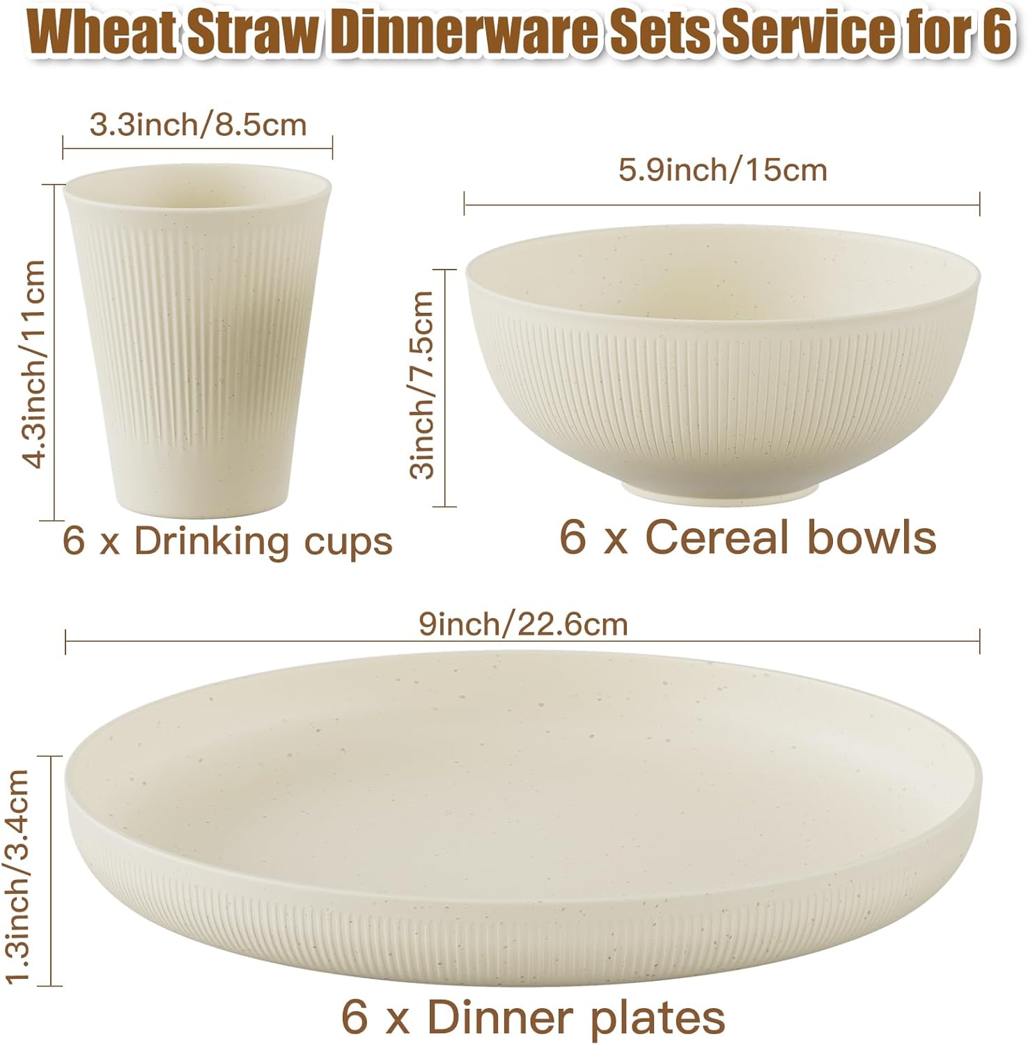 Premium 18PCS Wheat Straw Dinnerware Set Unbreakable MicrowaveDishwasher Safe 100 BPA-Free