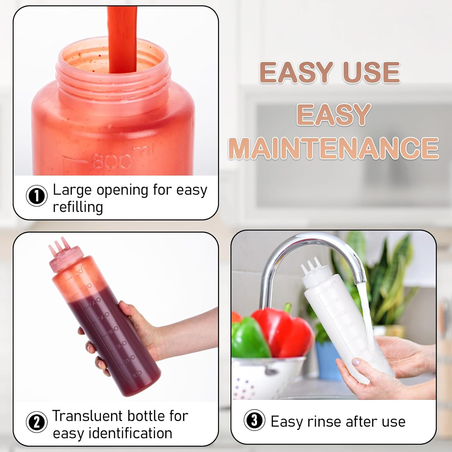 Premium Condiment Squeeze Bottles