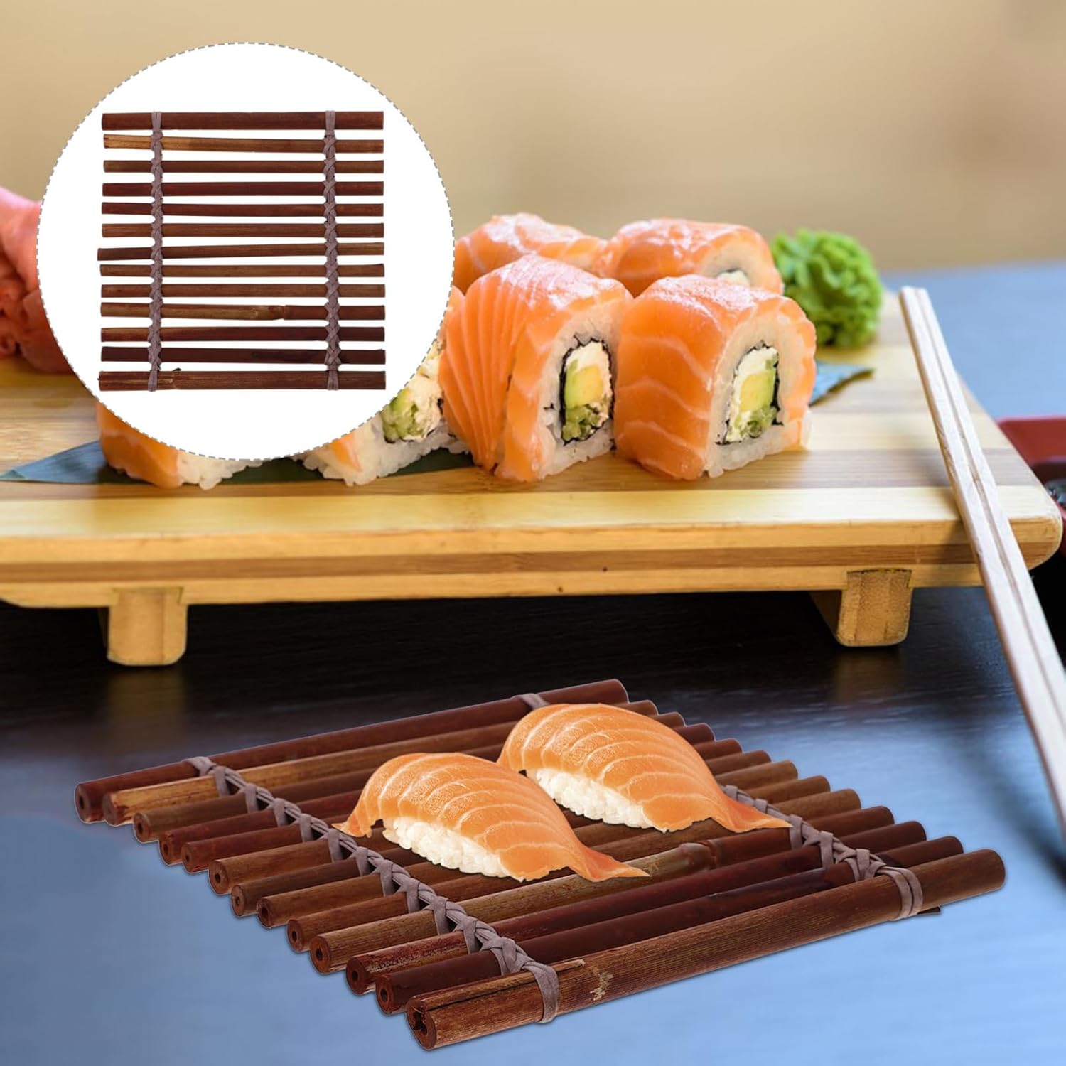 MOLUCKFU Bamboo Sushi Plate Decorations