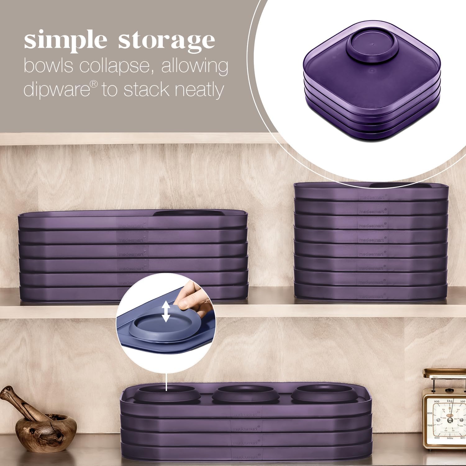 Dipware Tray with Collapsible Bowl for Appetizers