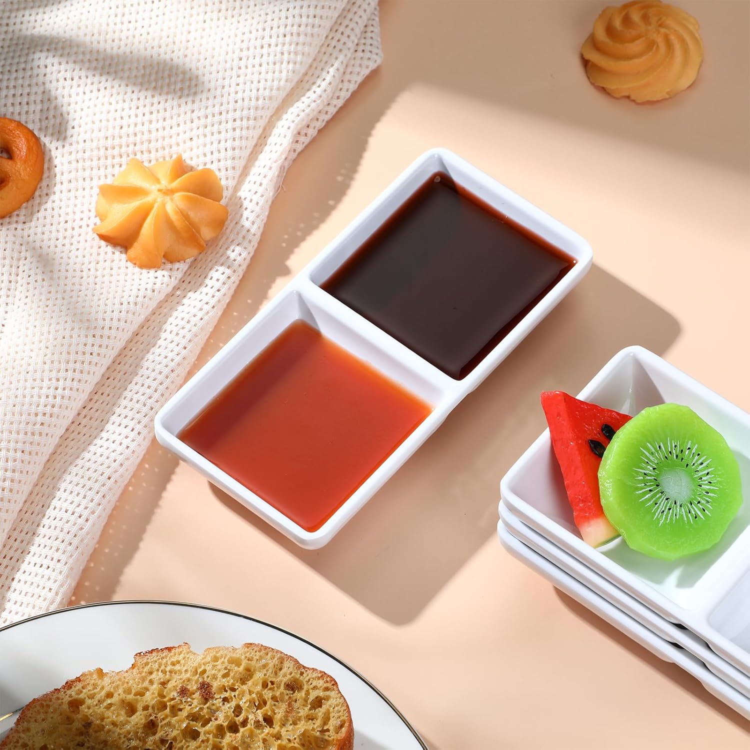 Stylish Dual Compartment Sauce Bowls for Kitchen Dining