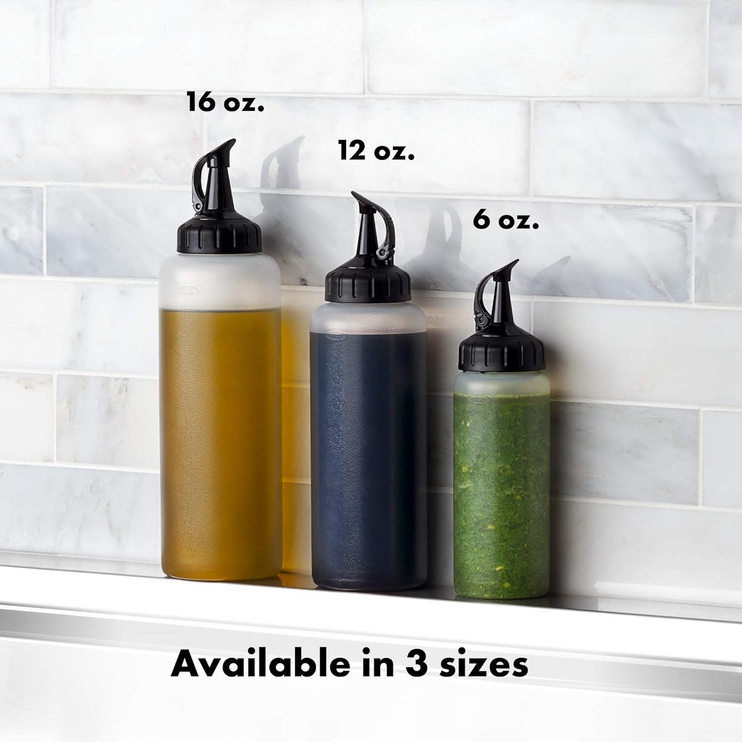 OXO Chefs Condiment Squeeze Bottles Pack of 3 Large 16 oz