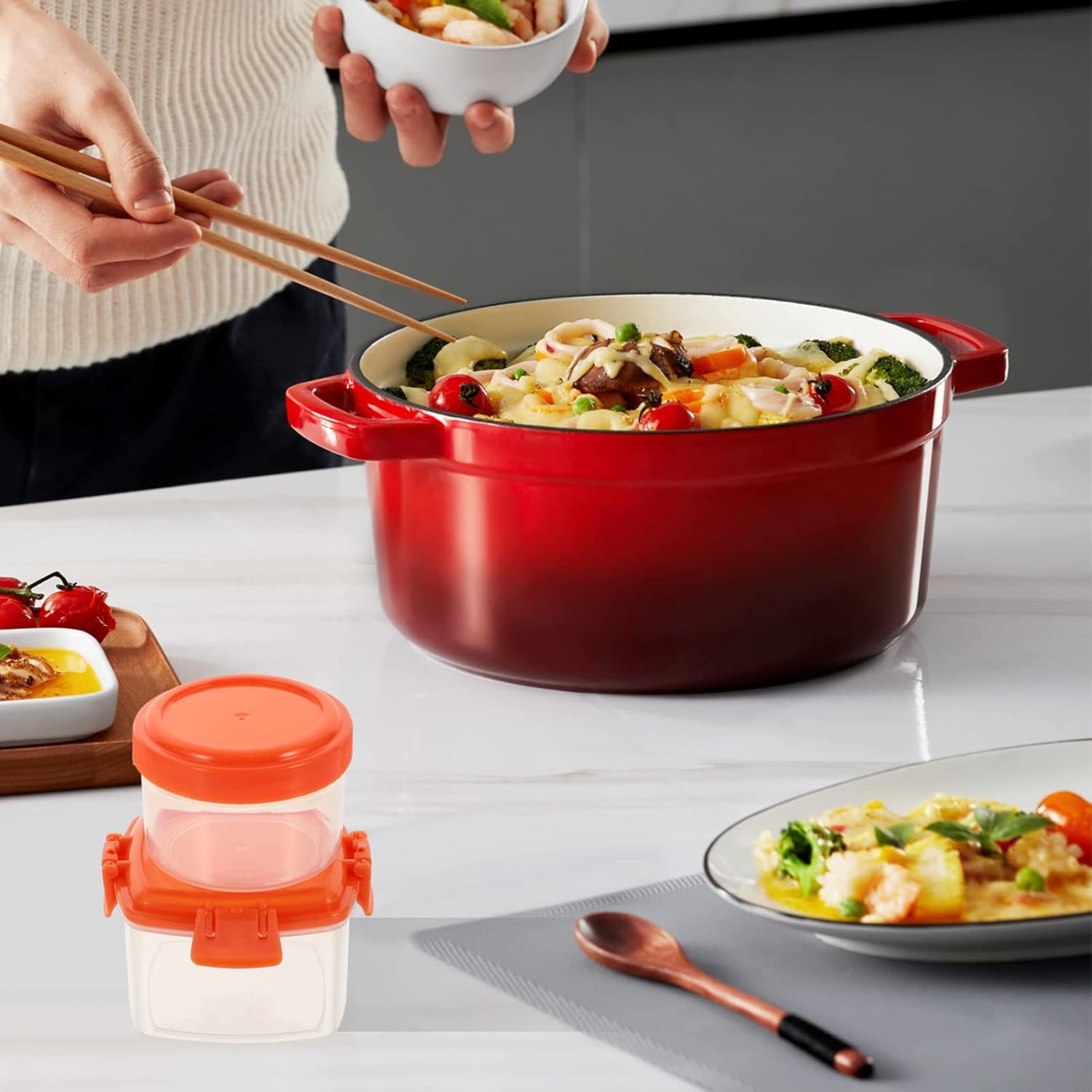 Hemoton 1 Set Serve Snacks Dips Condiment Bowls with Sealed Lids