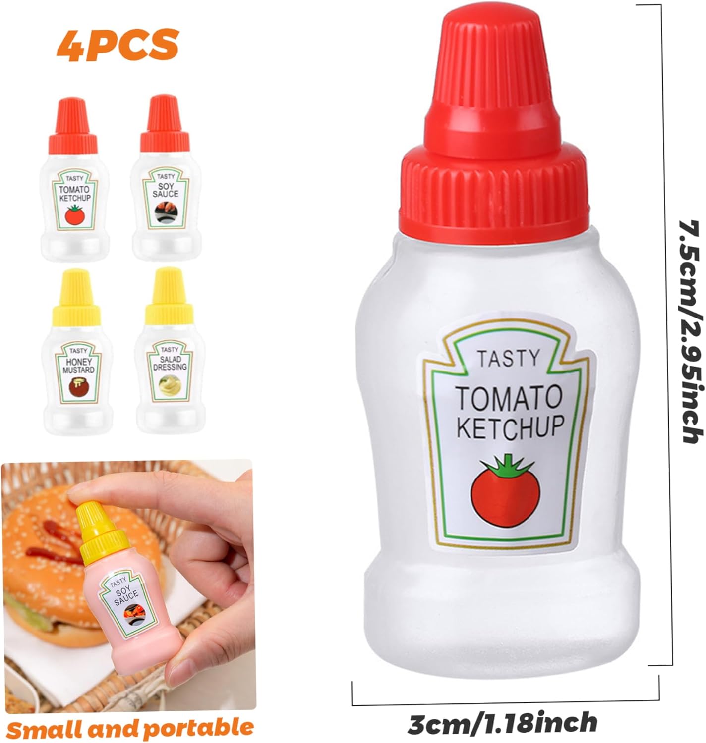 Neroyaner4-Pack Mini Ketchup Bottles
