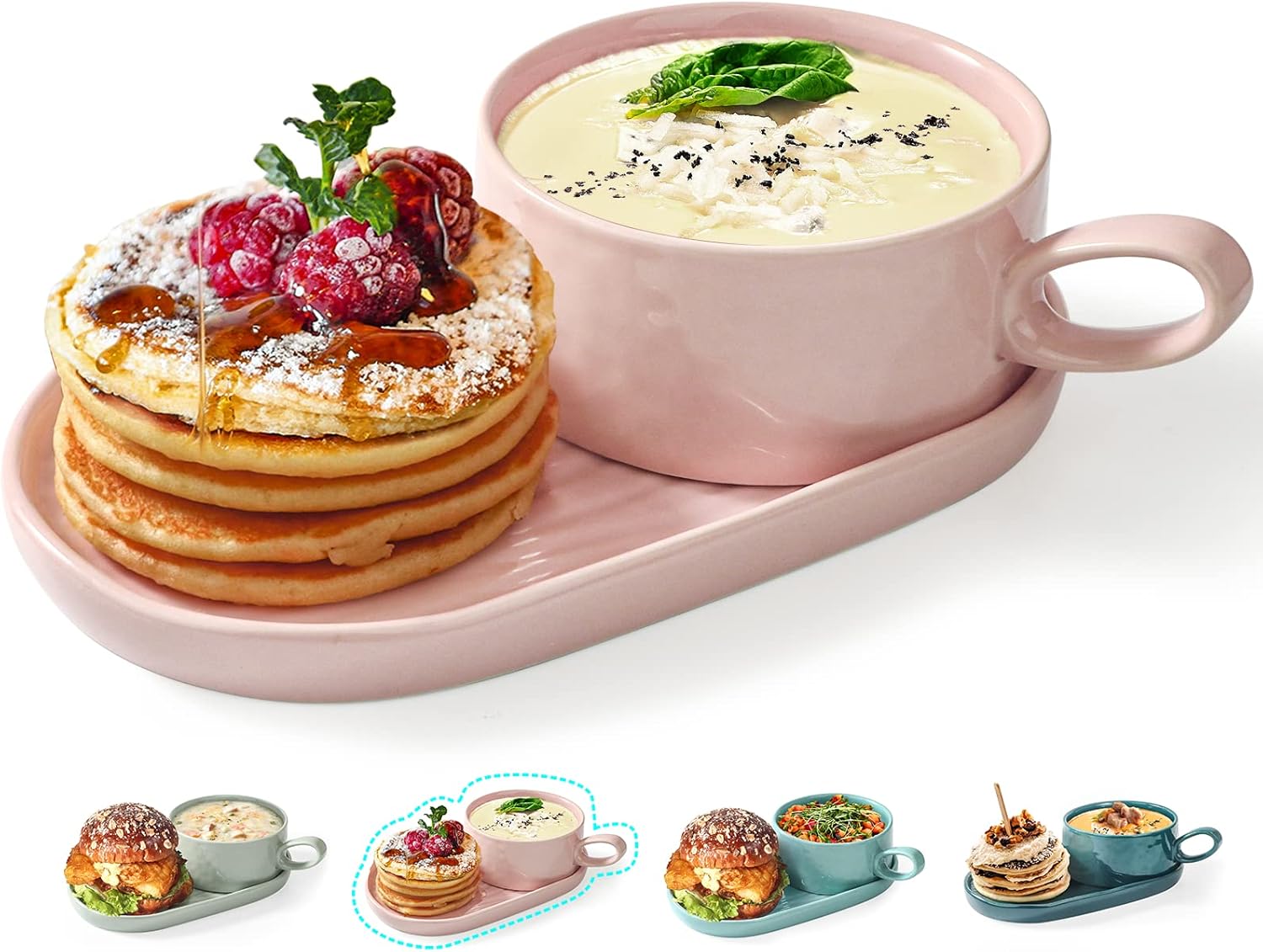 Arcena Solid Soup Sandwich Plate Combo Set 16oz
