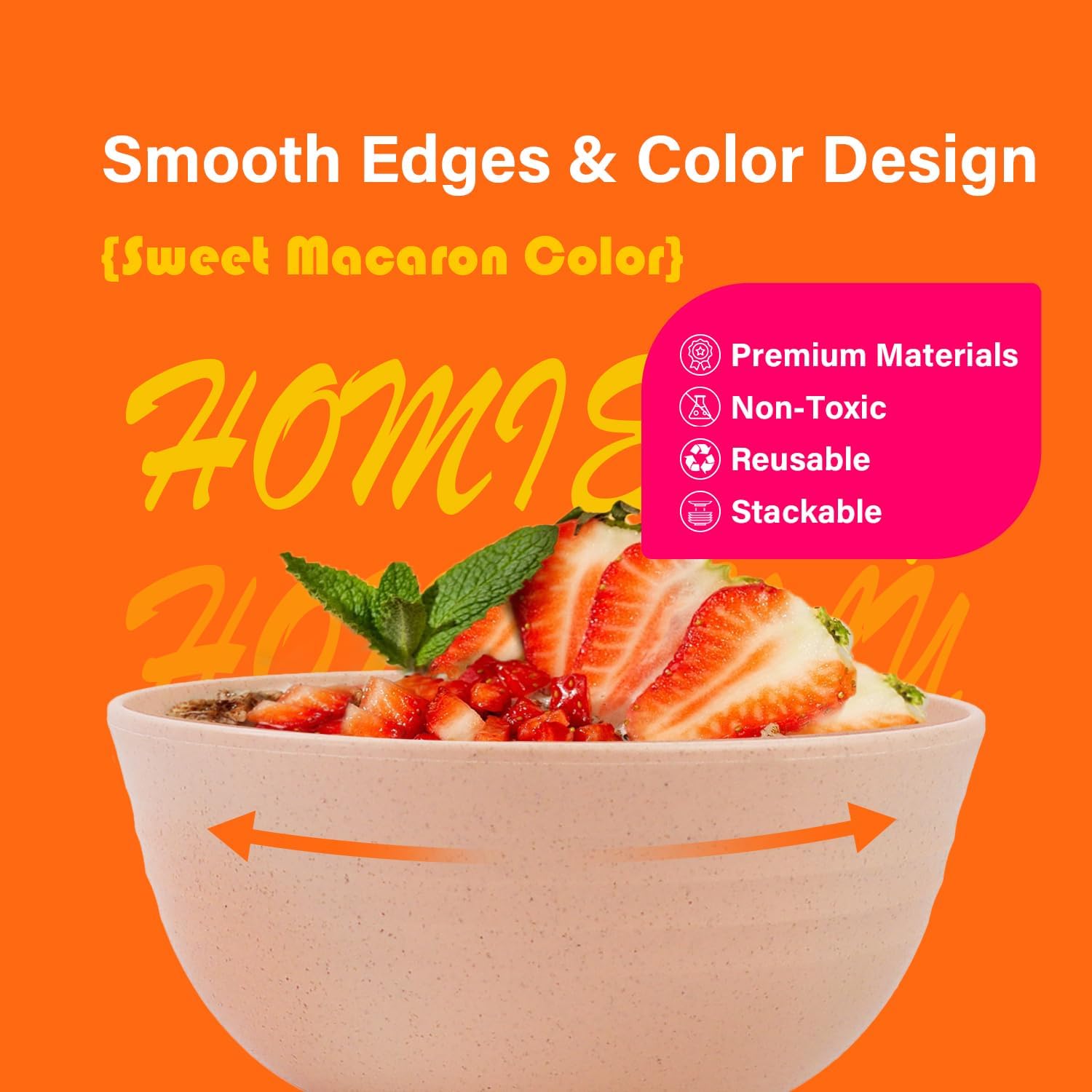 Homienly Unbreakable Wheat Straw Bowls Set of 6