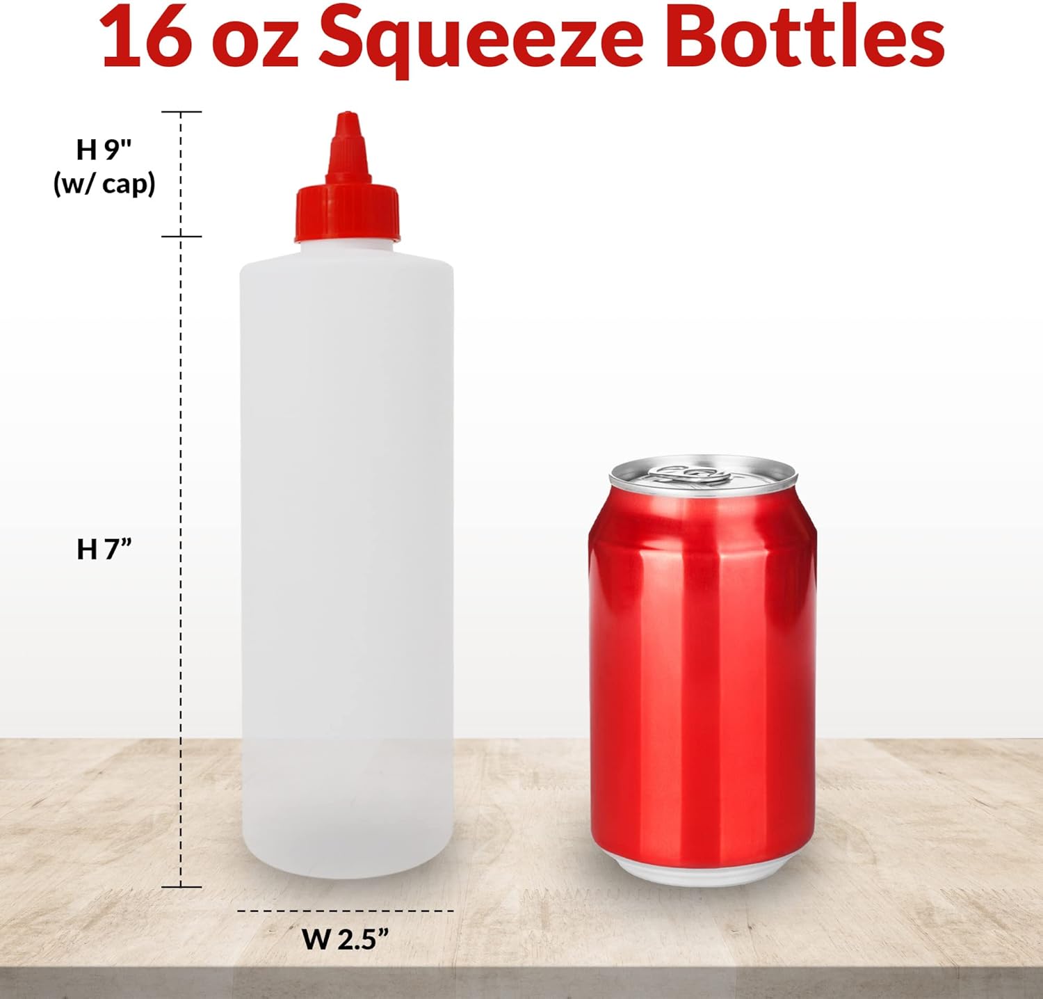 BPA-Free Plastic Squeeze Bottles 16 Oz 8 Pack