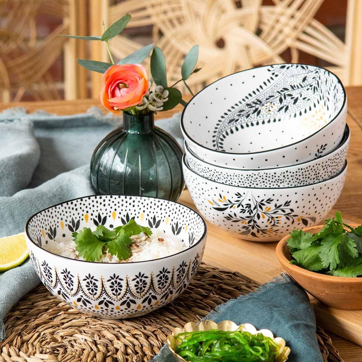 Portmeirion Sara Miller Artisanne Noir Rice Bowl Set of 4 1