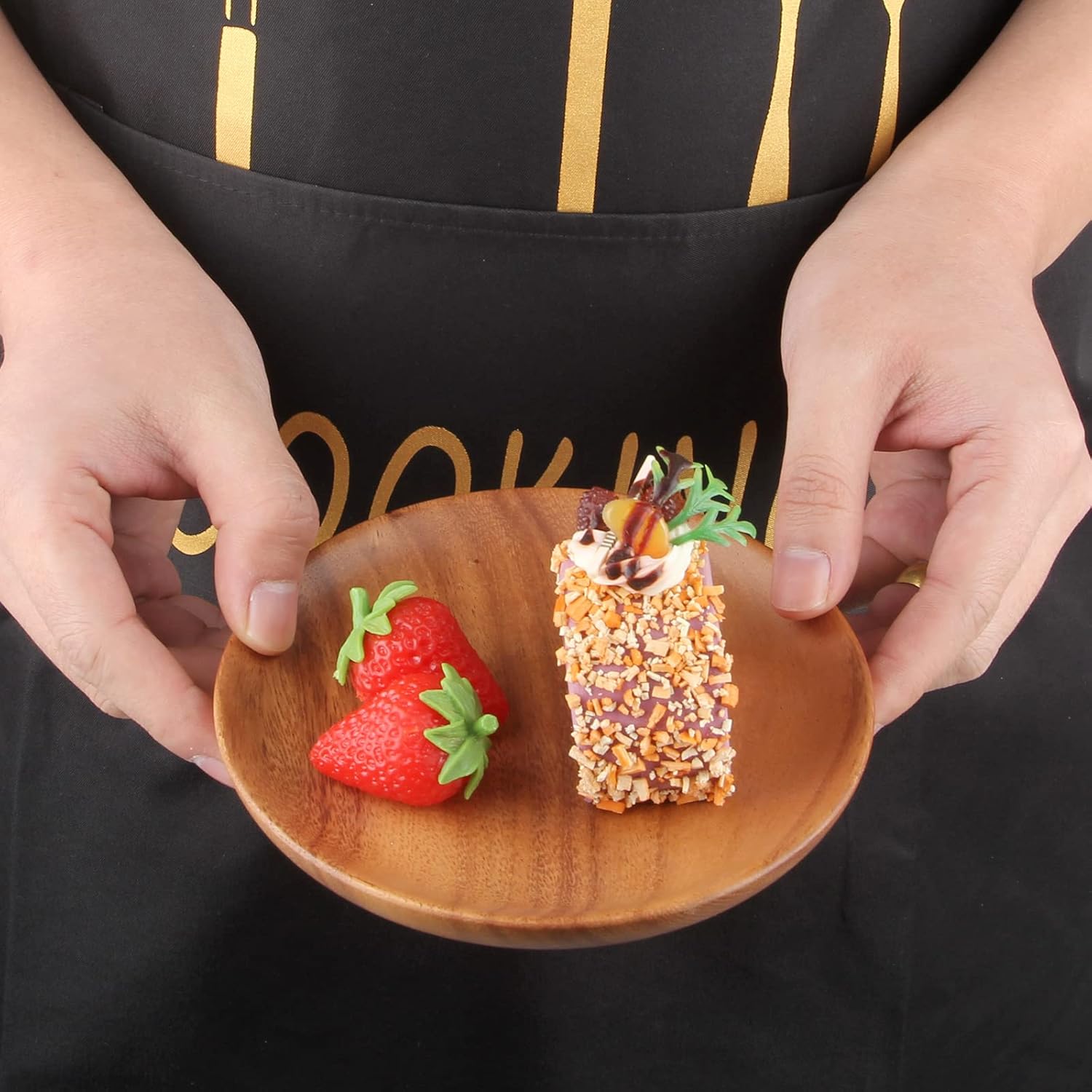 Two Small Wooden Dessert Plates for Acacia Wood Snacks