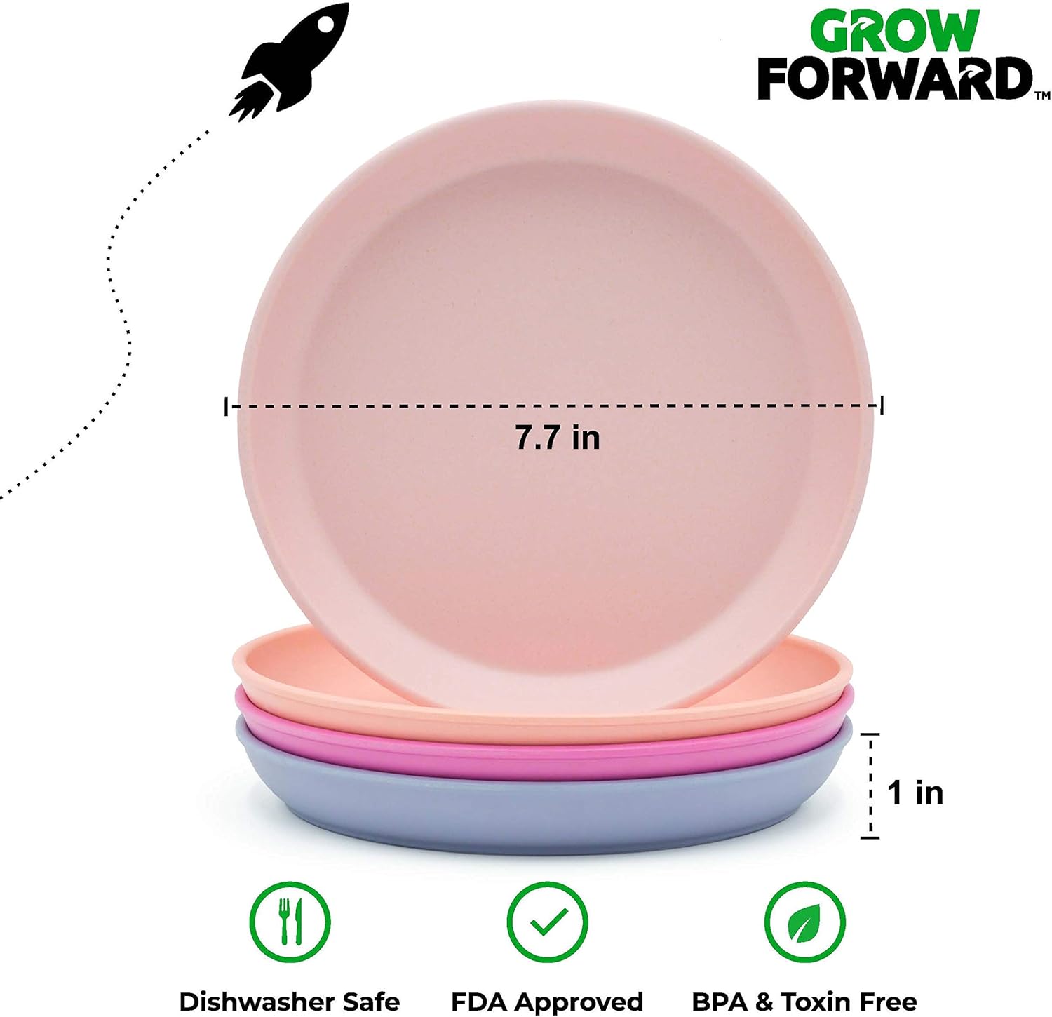 Grow Forward Bamboo Kids Plates and Bowls Set