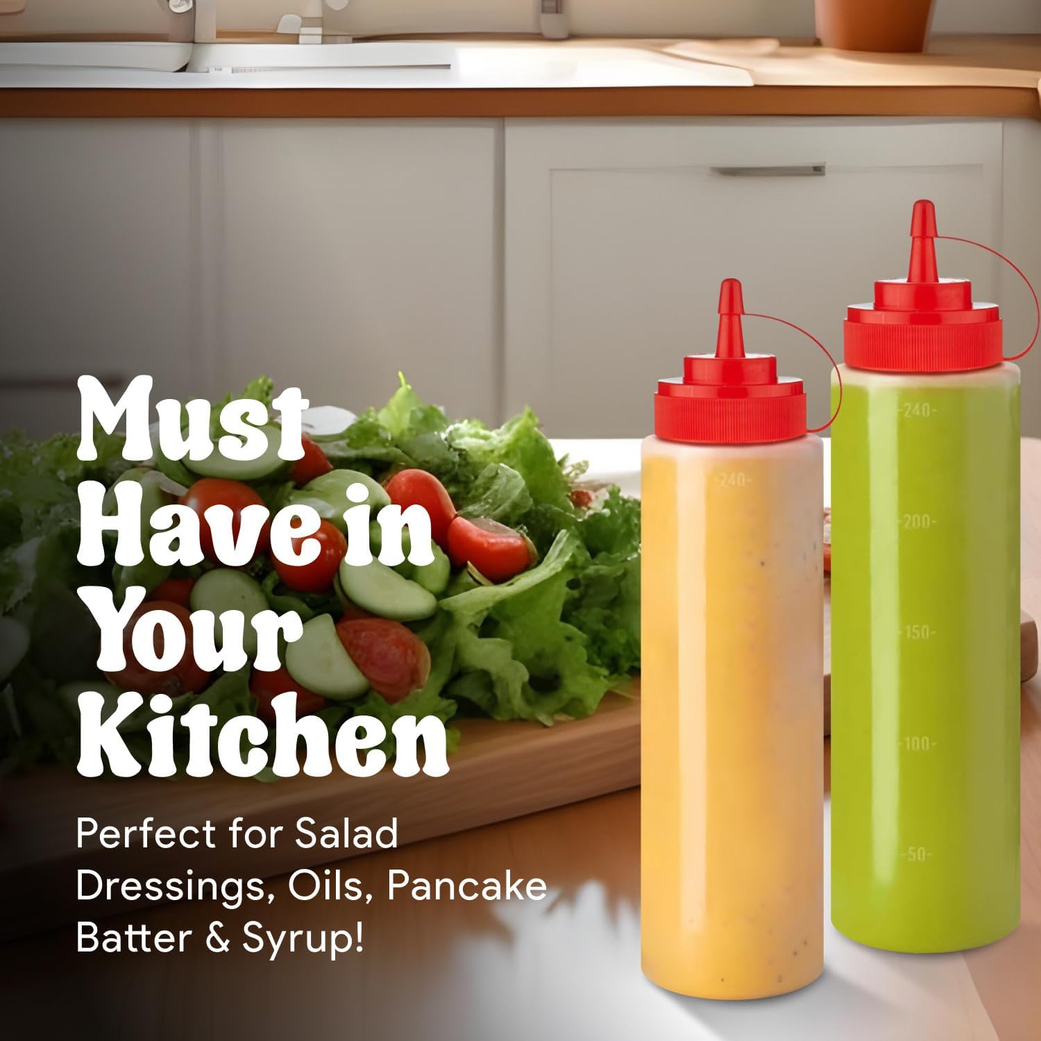 No-Spill Leak-Proof Condiment Squeeze Bottles - Perfect Choice for Kitchens