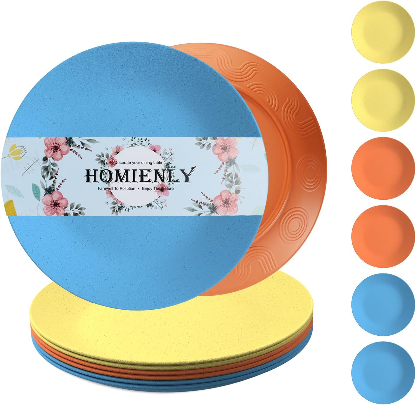 Homienly 9-inch Wheat Straw Dinner Plates Set of 6