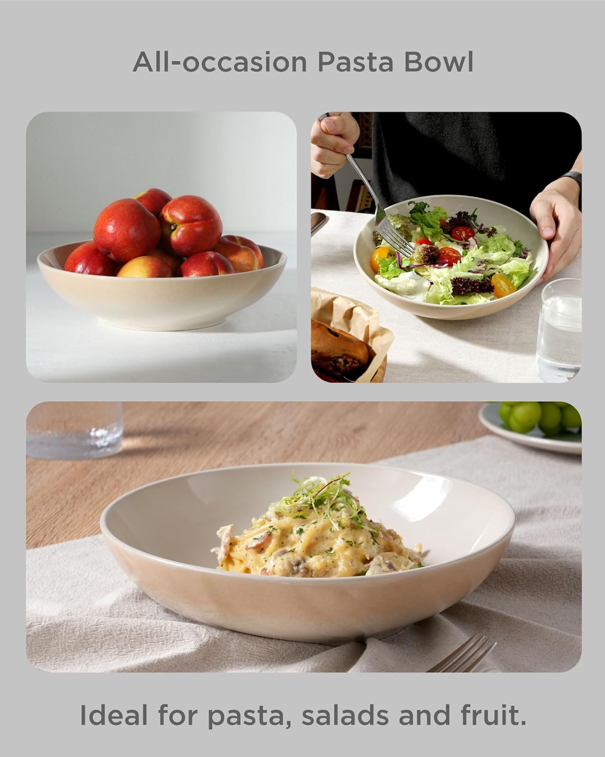 Famiware 87-inch Stoneware Serving Bowl Microwave and Dishwasher Safe