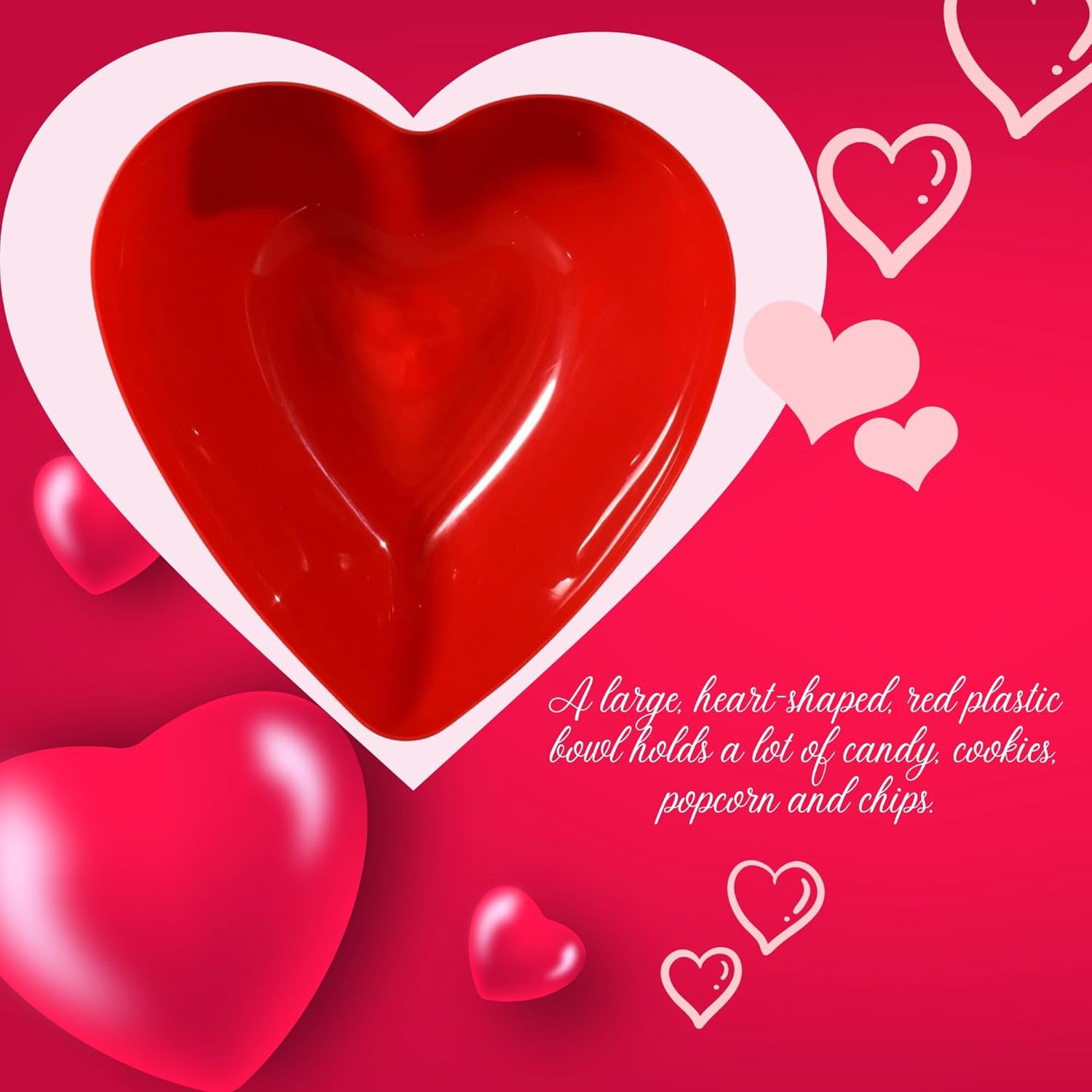 A1 Unlimited Red Heart-Shaped Bowl Stackable Valentines Day Storage Organizers
