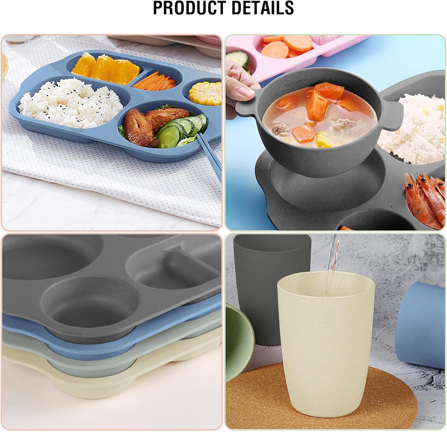shopwithgreen Unbreakable Wheat Straw Dinnerware Set for Kids