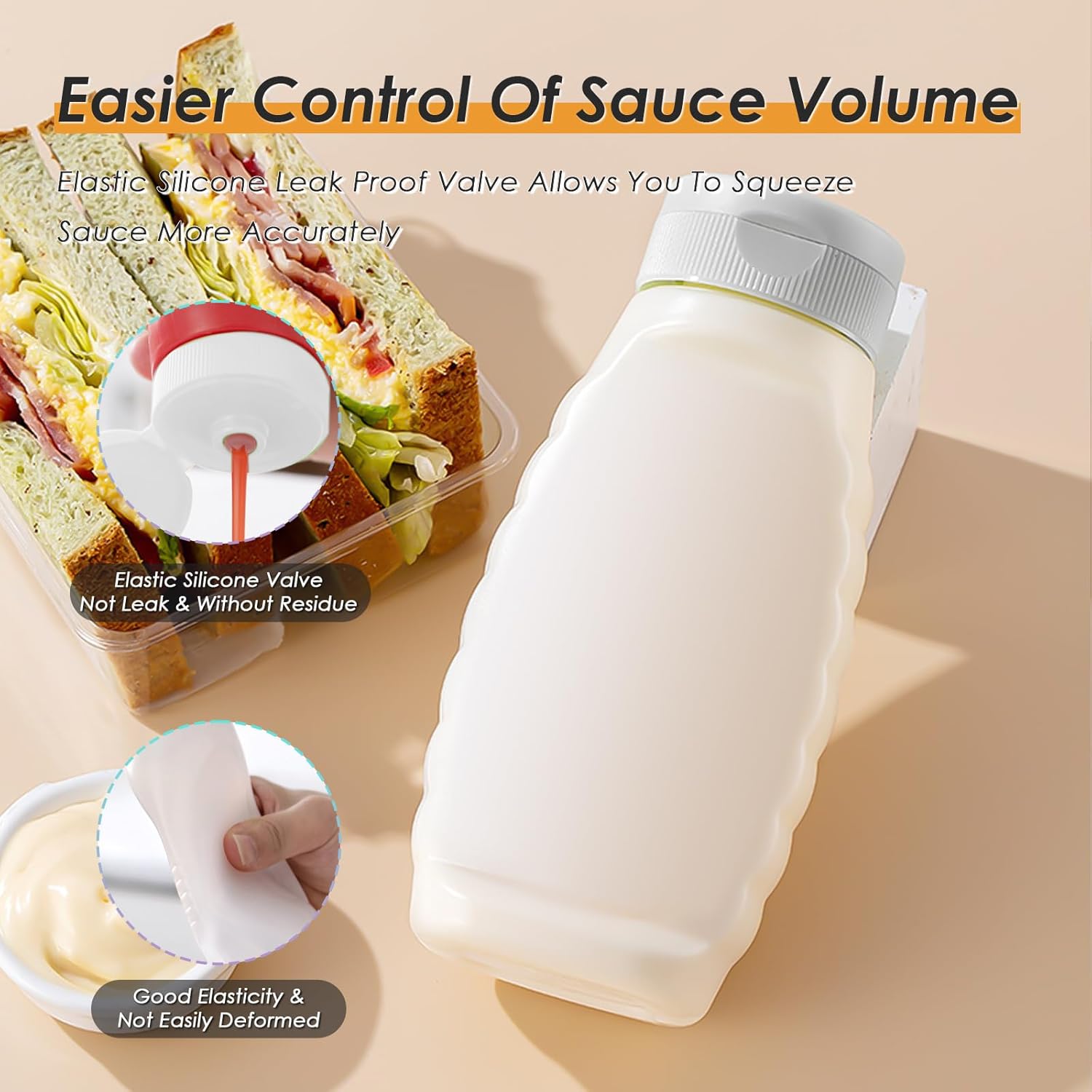 Nacxbwer - Condiment Squeeze Bottles with Silicone Funnel and Leak-Proof Design