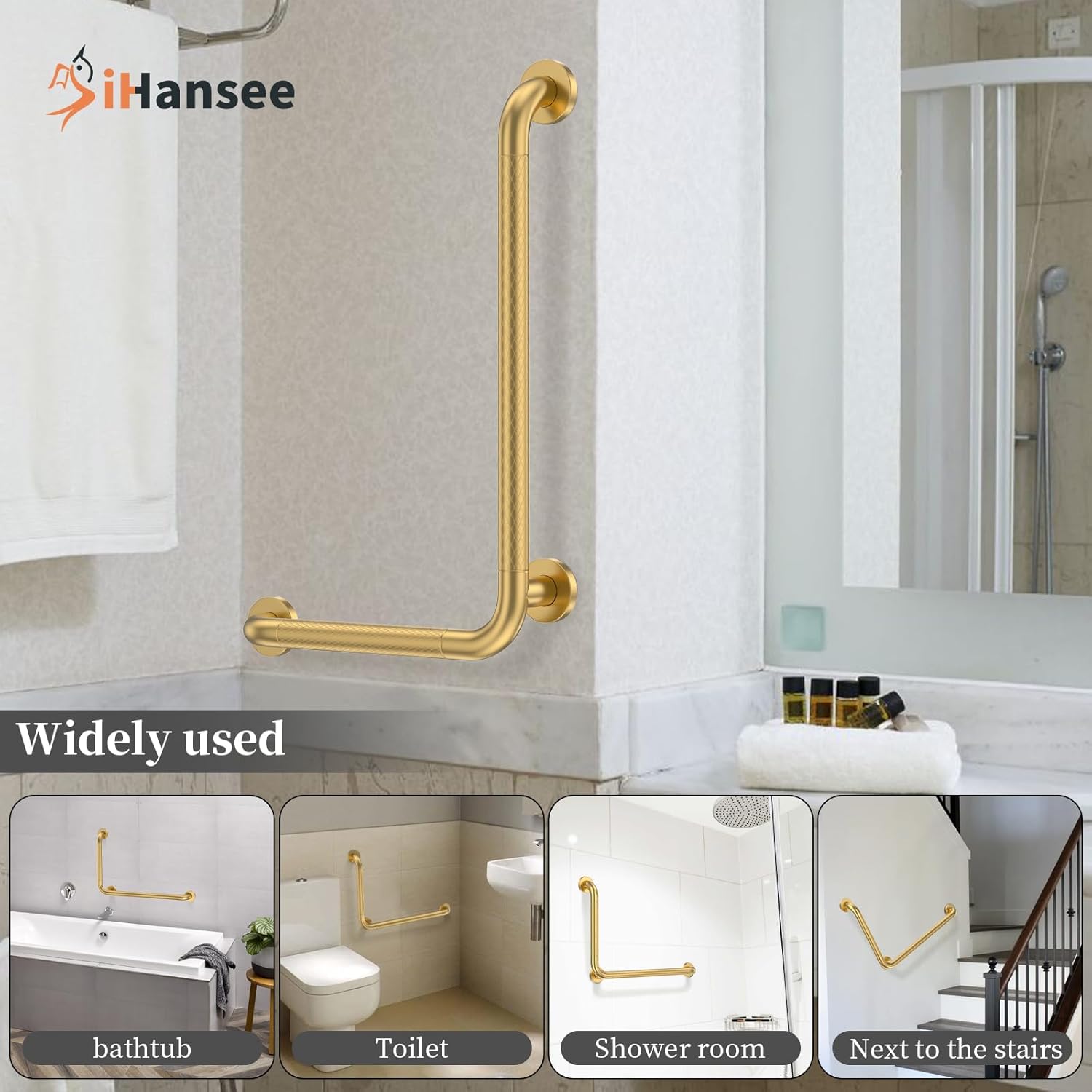Safe L-Shaped Grab Bar for Bathrooms
