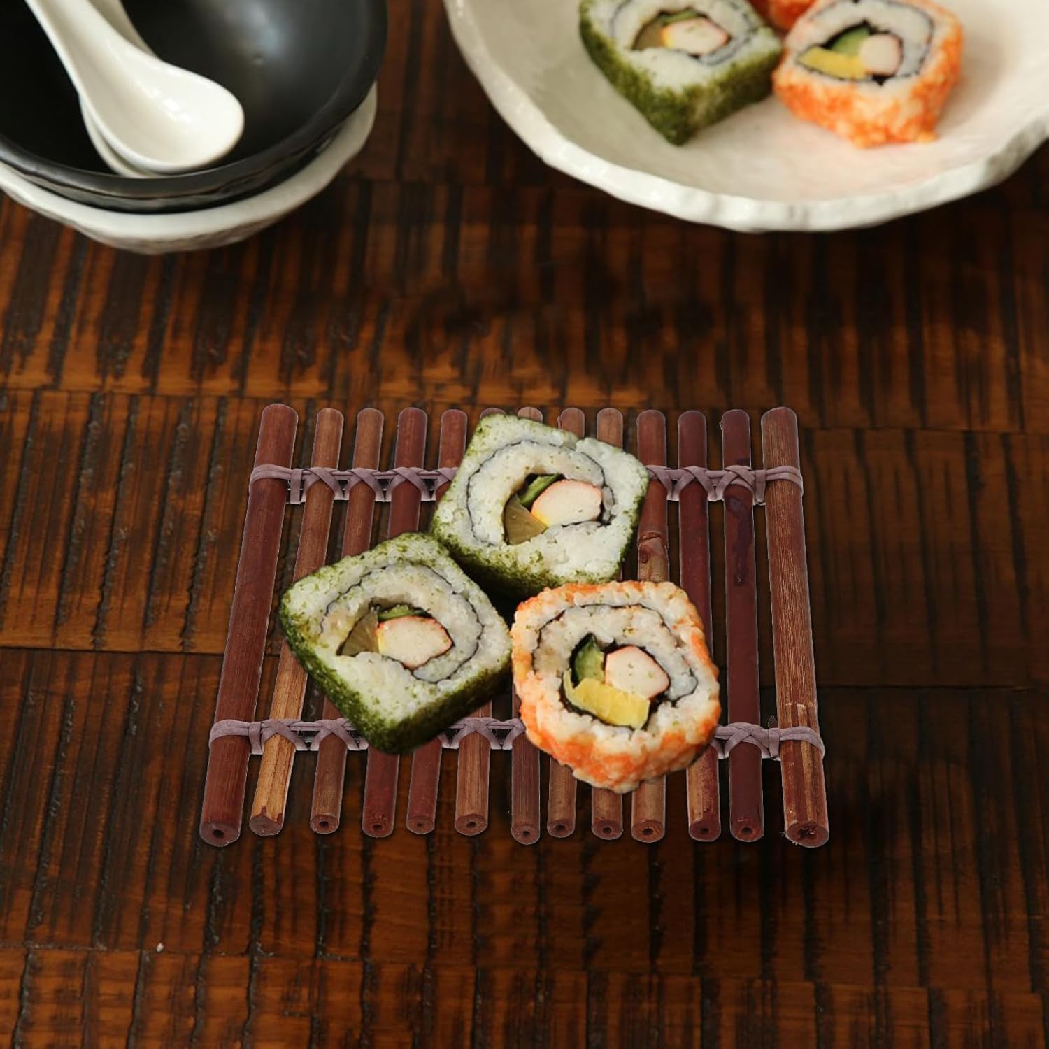 MOLUCKFU Bamboo Sushi Plate Decorations