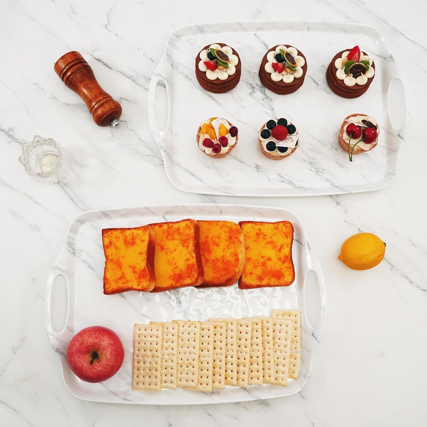 TP Melamine Serving Tray Set of 2 with Handles