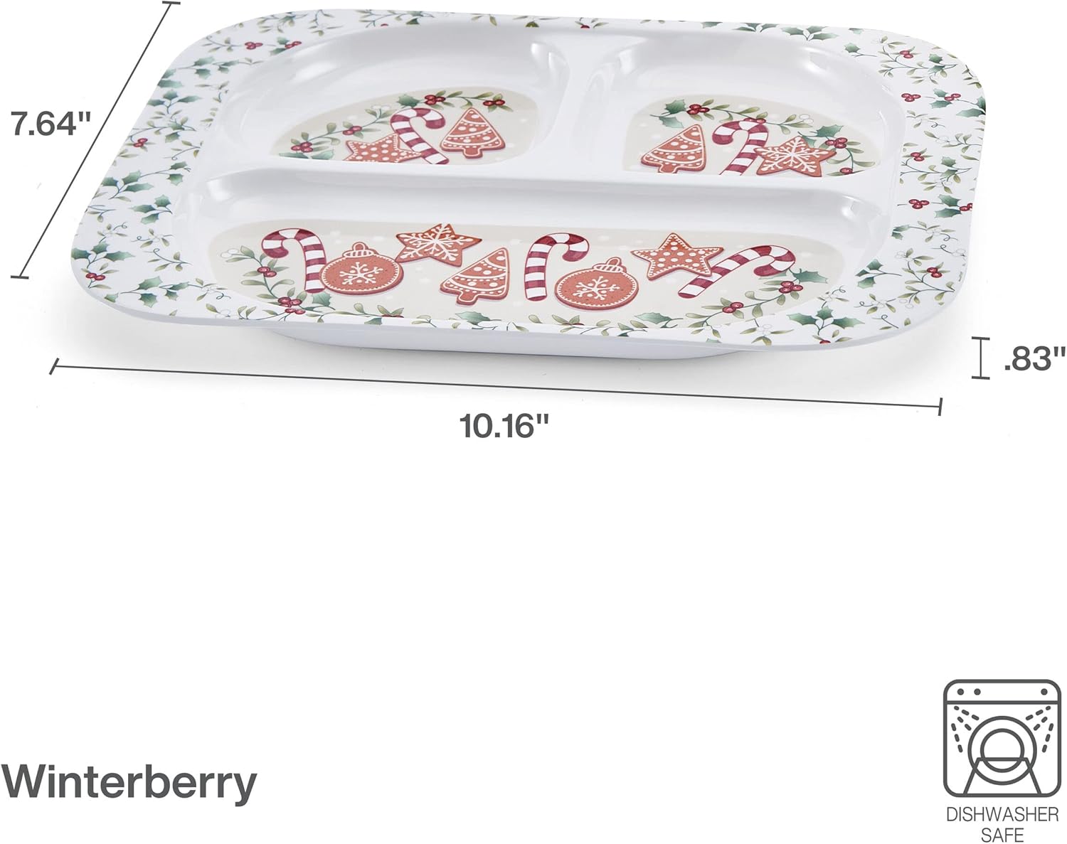 Melamine Child Size Dinner Trays Winterberry Design Set of 4