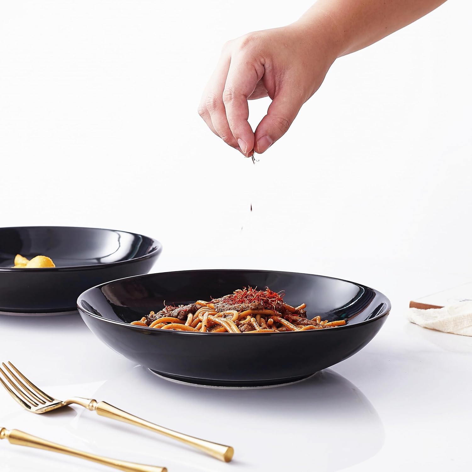 9-inch Blue and White Ceramic Pasta Bowls Set Microwave and Oven Safe