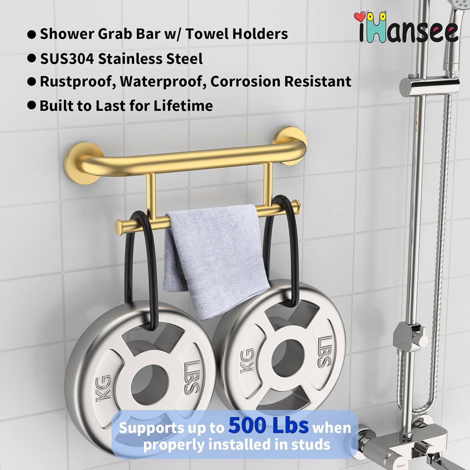 17 Inch Gold Towel Holder Grab Bar