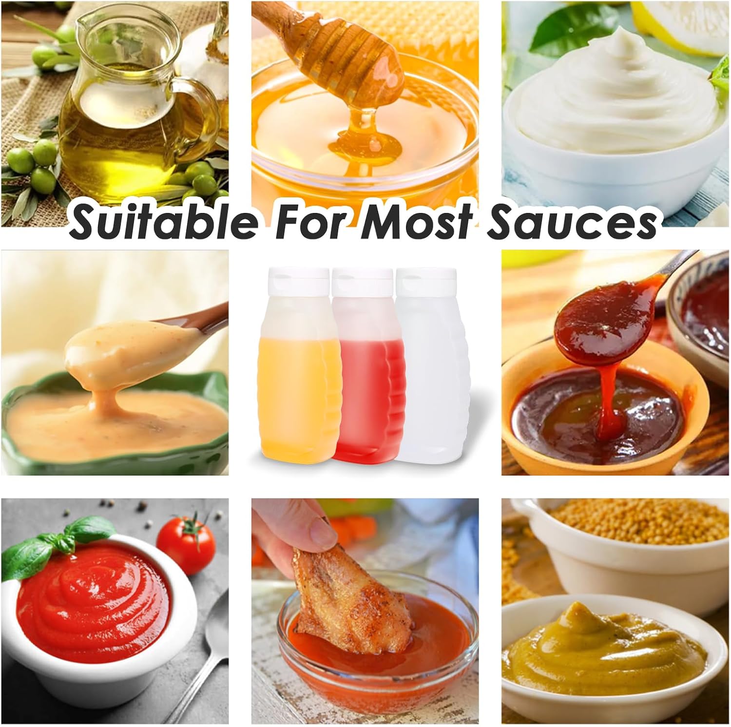Nacxbwer - Condiment Squeeze Bottles with Silicone Funnel and Leak-Proof Design