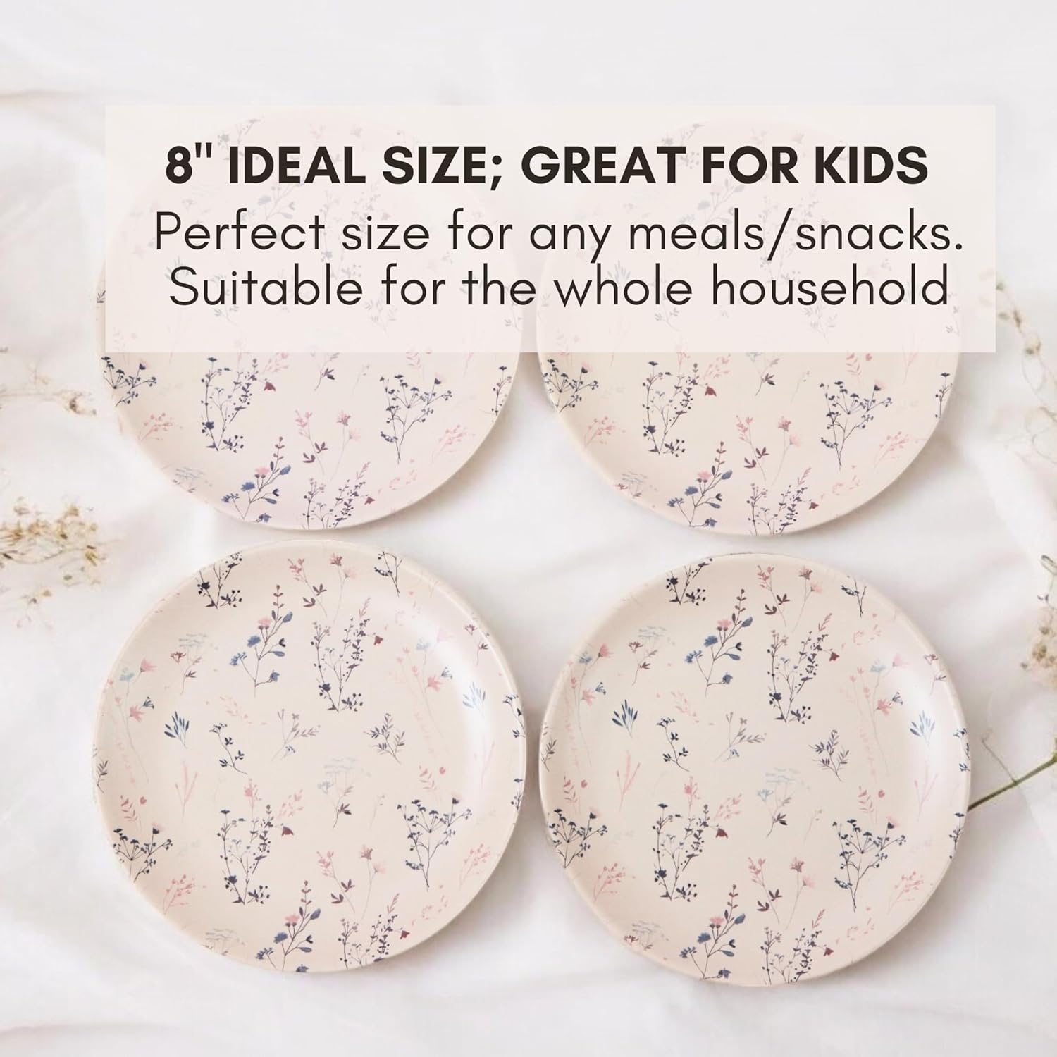 Eco-Friendly Bamboo Dinner Plates 8 BPA-Free for Family Use
