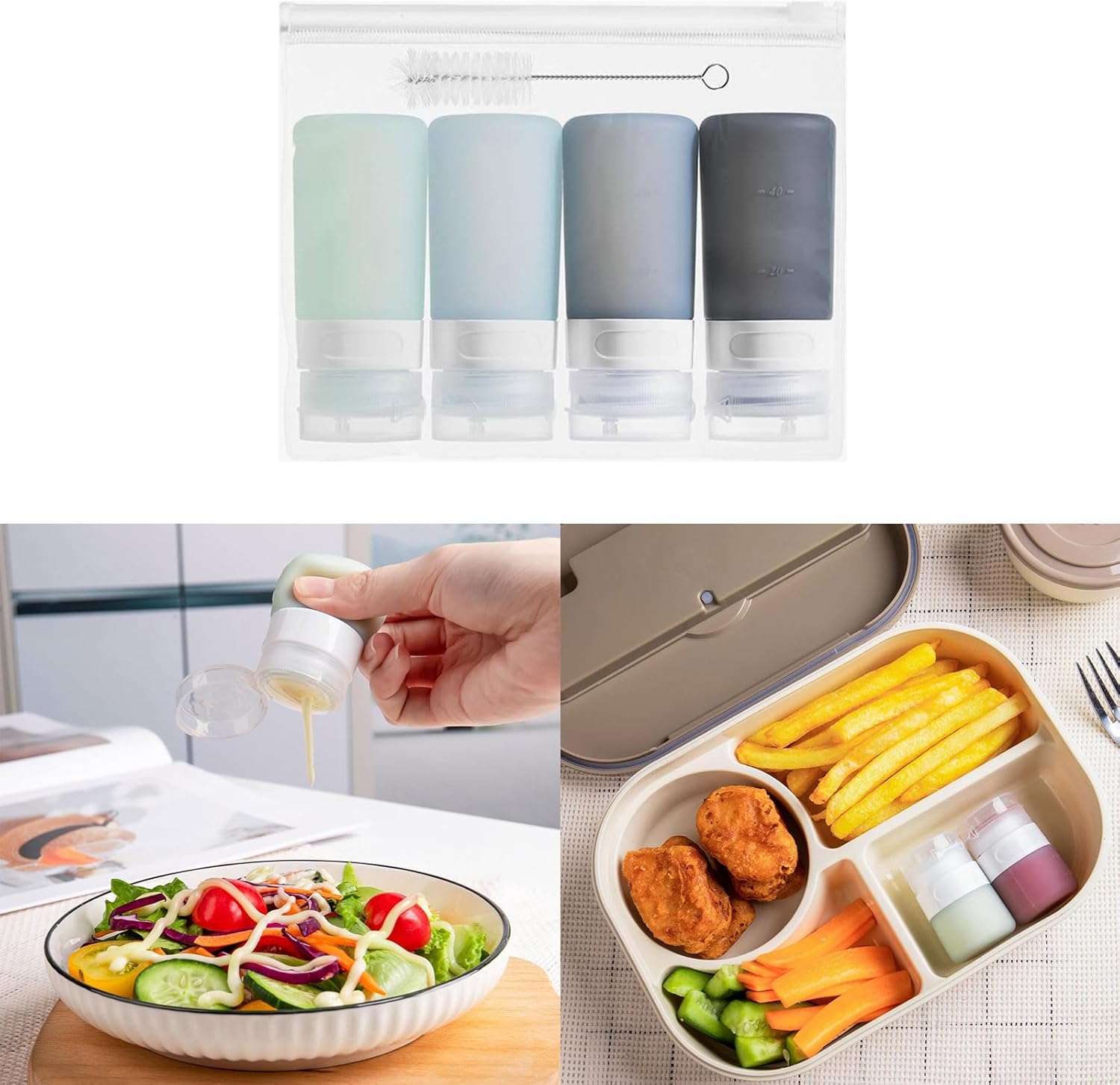 Durable Leakproof Lunch Box Condiment Squeeze Bottles