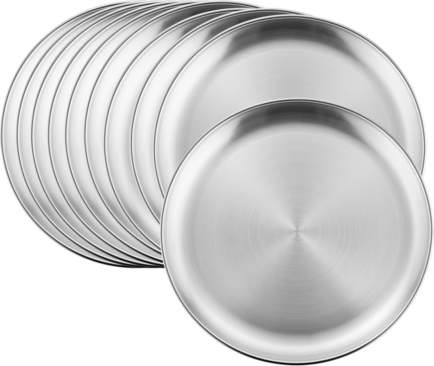 10-Piece 188 Stainless Steel Plates for Kids