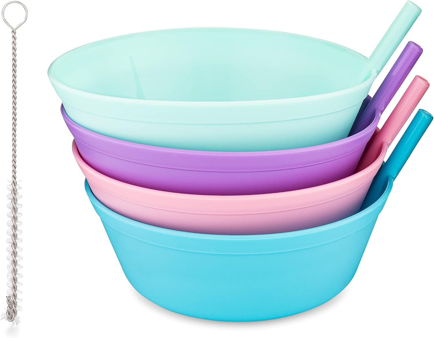 Cereal Bowls with Straws for Kids