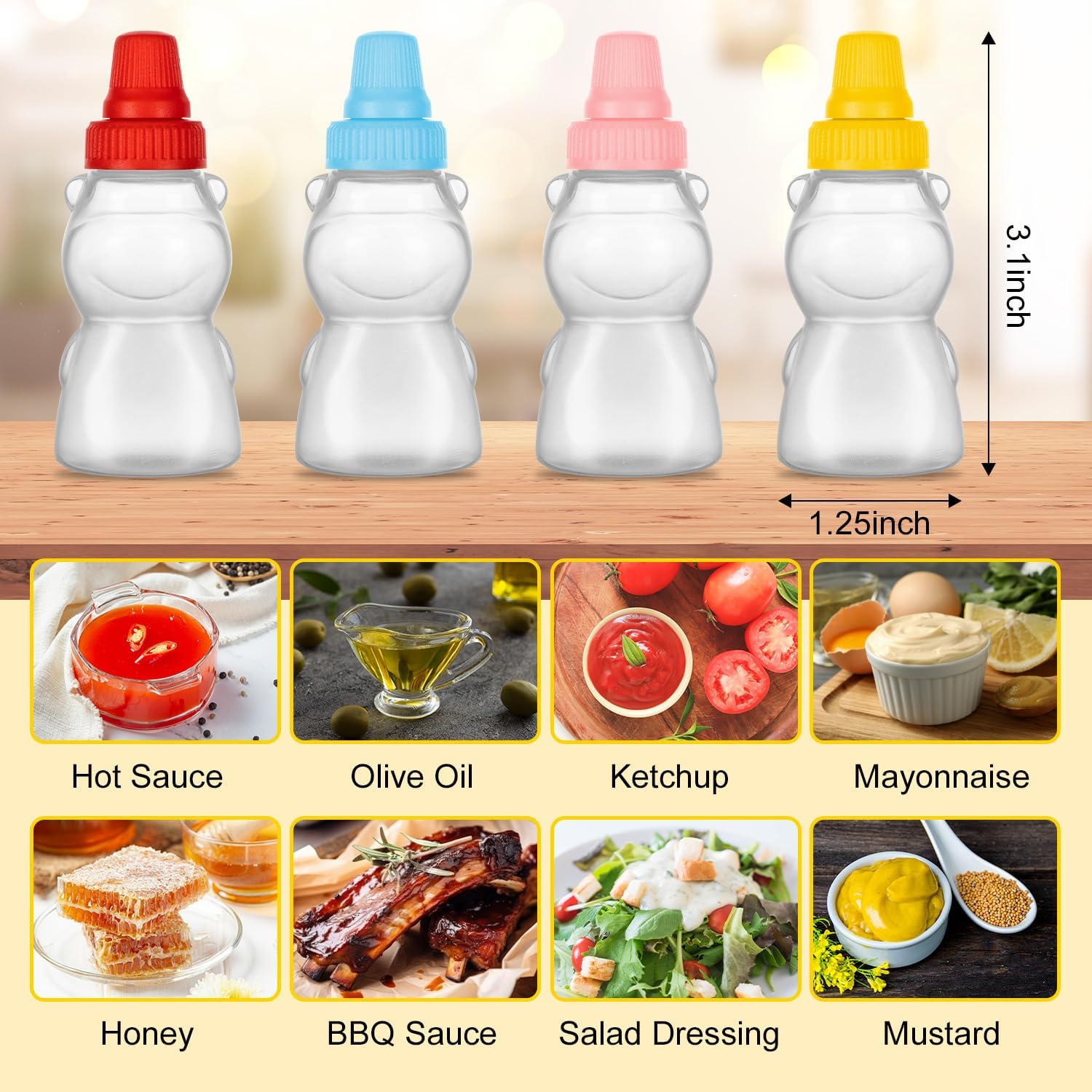 Deluxe Mini Condiment Bottles for Lunch Travel and Kids