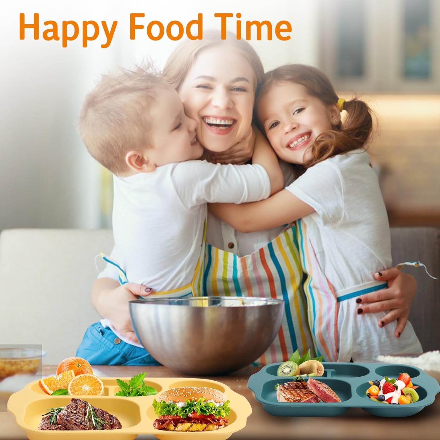 8-Piece Divided Plates Set for Kids Adults and Entertaining Use