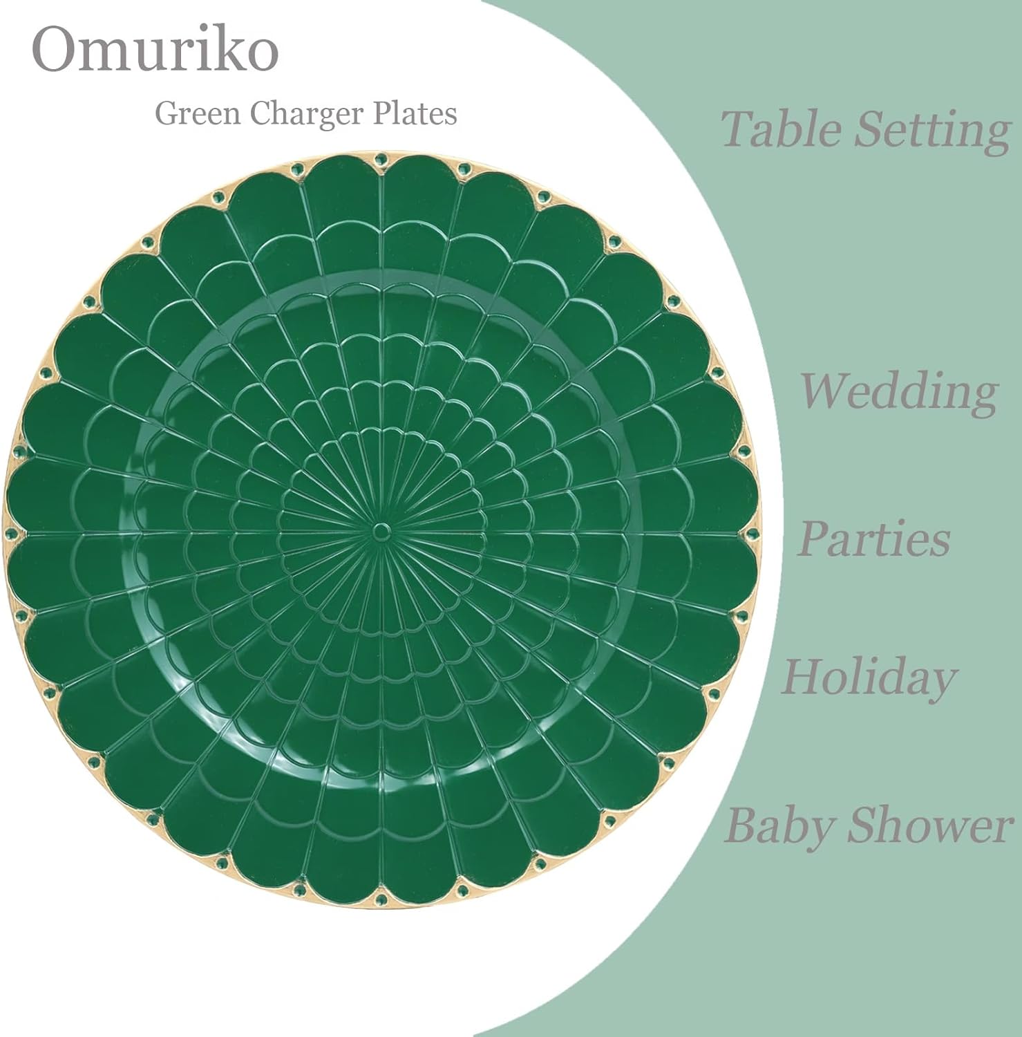 Omuriko Green Charger Plates Set of 6