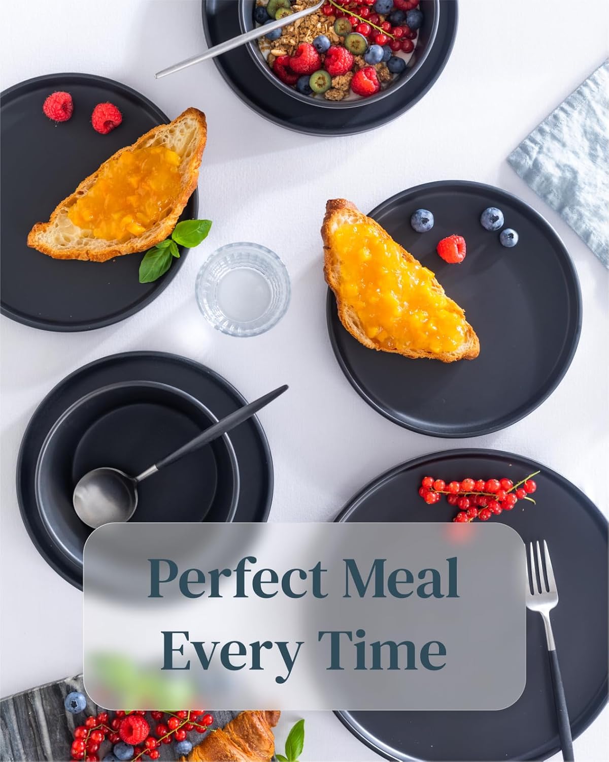 Matte Black Dinnerware Set for 32 pcs