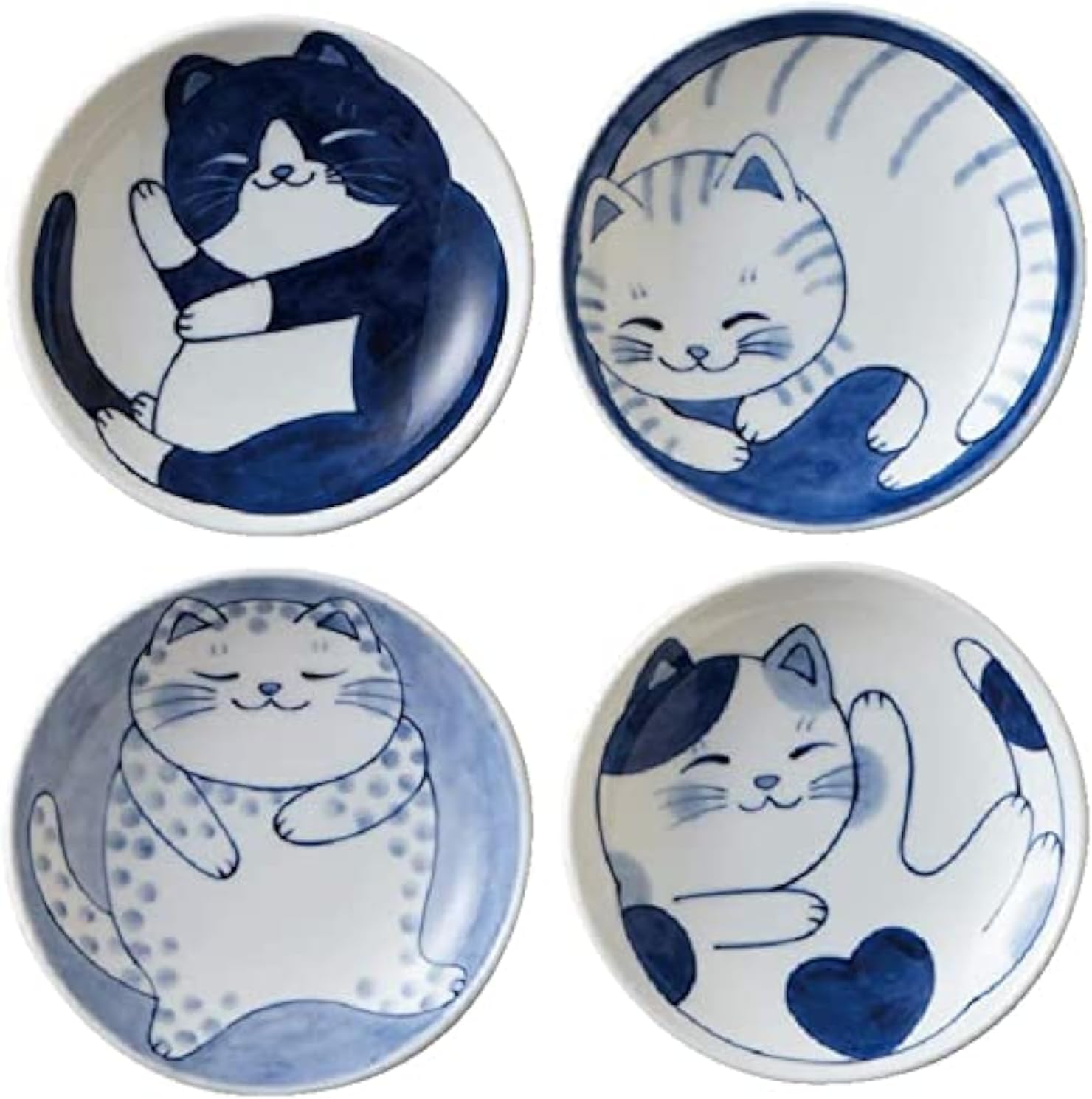 4-Piece Cute Cat Japanese Small Plate Set